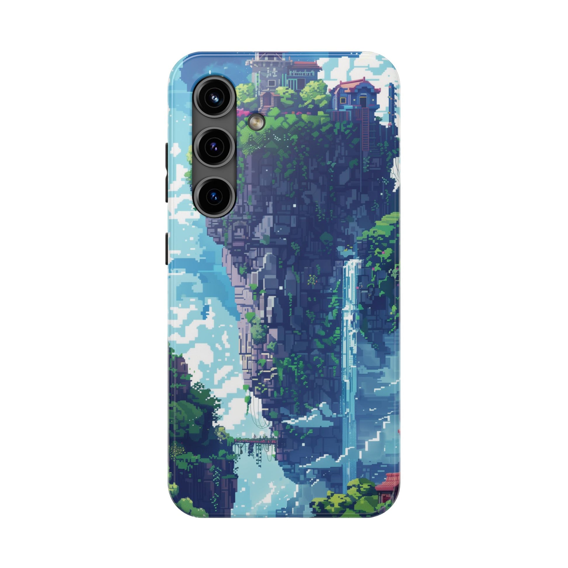 Pixel Art Video Game Landscapes Phone Case, Retro Gaming Pixelated Design, Geeky Gamer Phone Cover, Unique Video Game Art Accessories