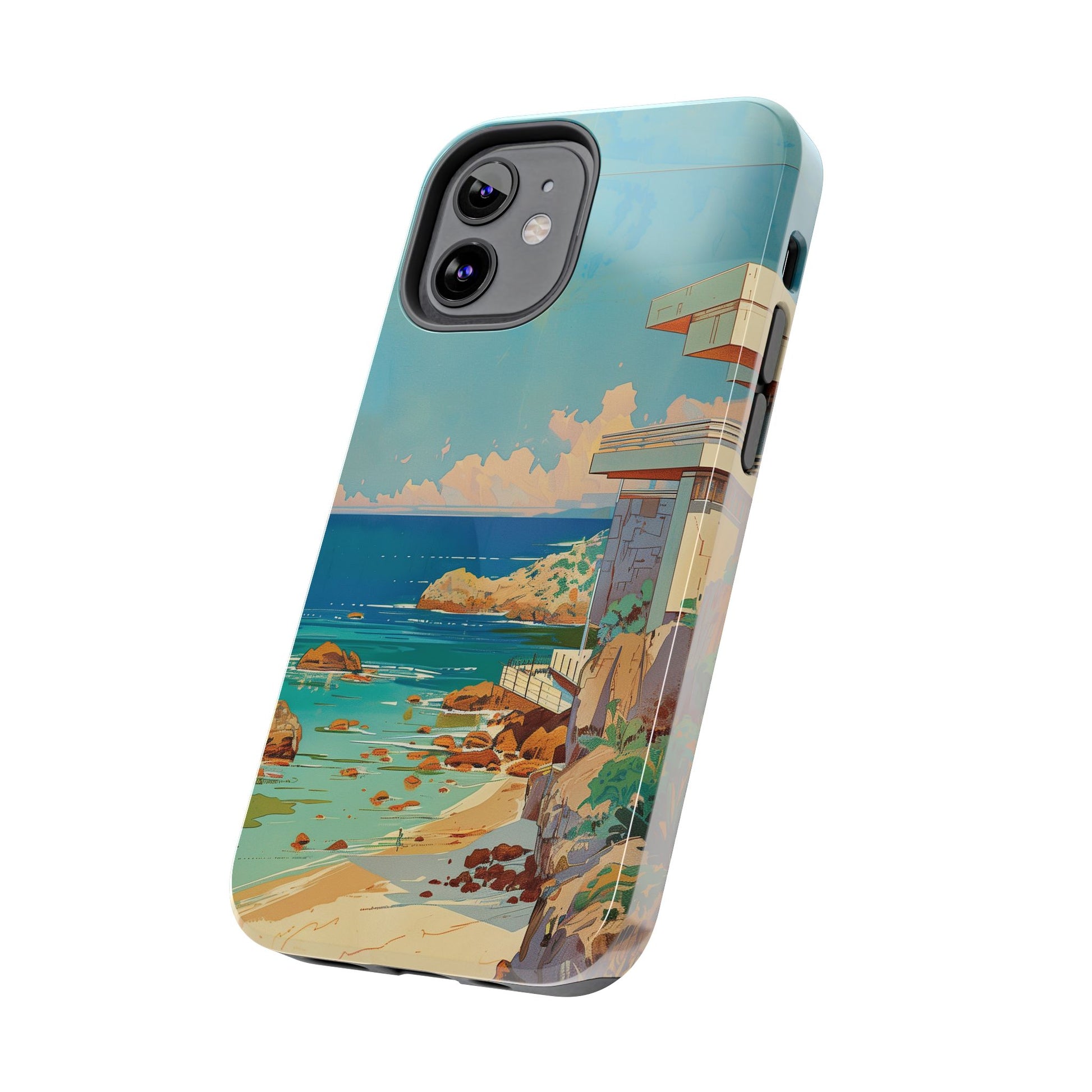 Retro Beach Scene Phone Case, Vintage Tropical Ocean iPhone Case, Summer Beach Phone Cover for iPhone, iphone 15 pro max