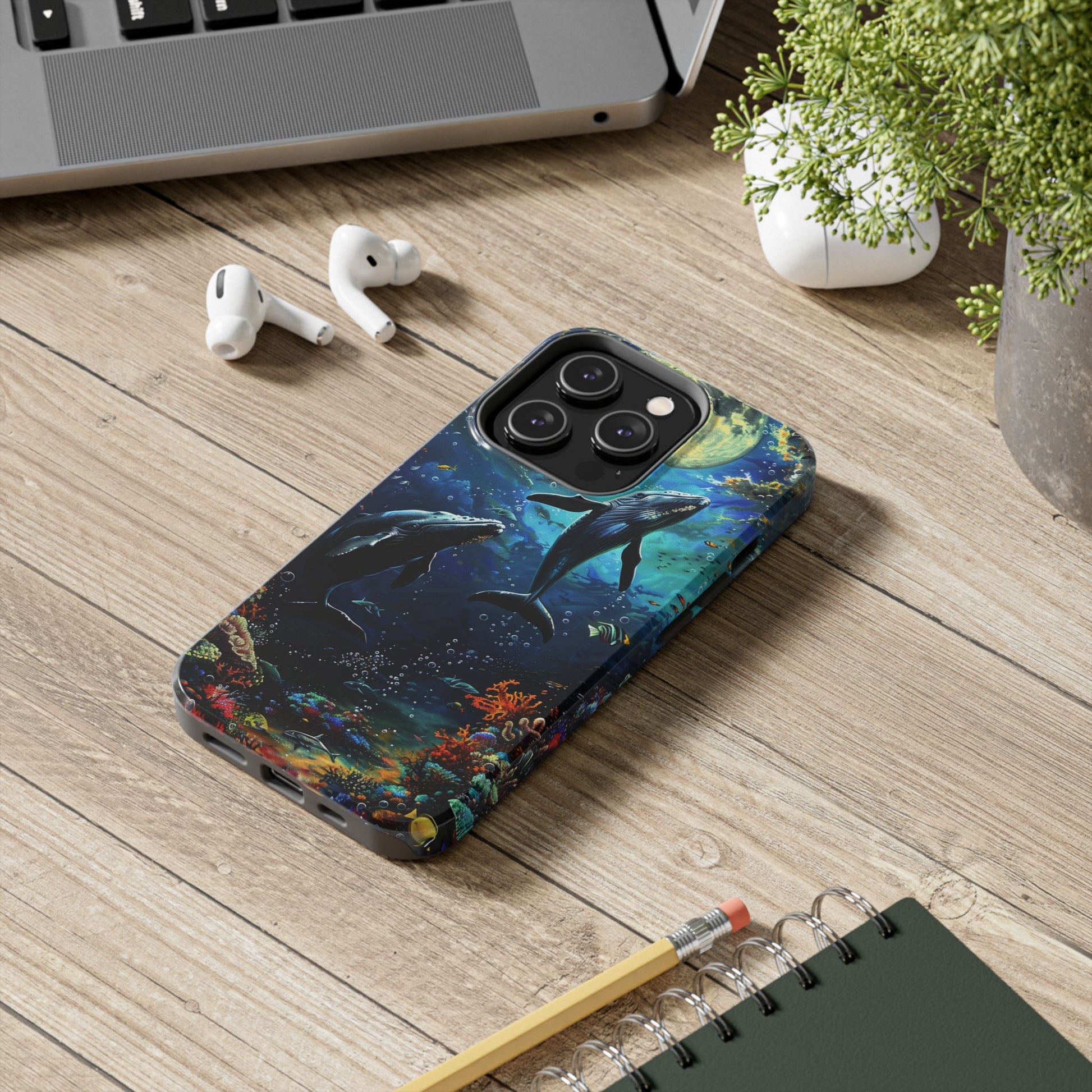 Moonlit Whales Underwater Phone Case - Durable and Stunning Protective Cover