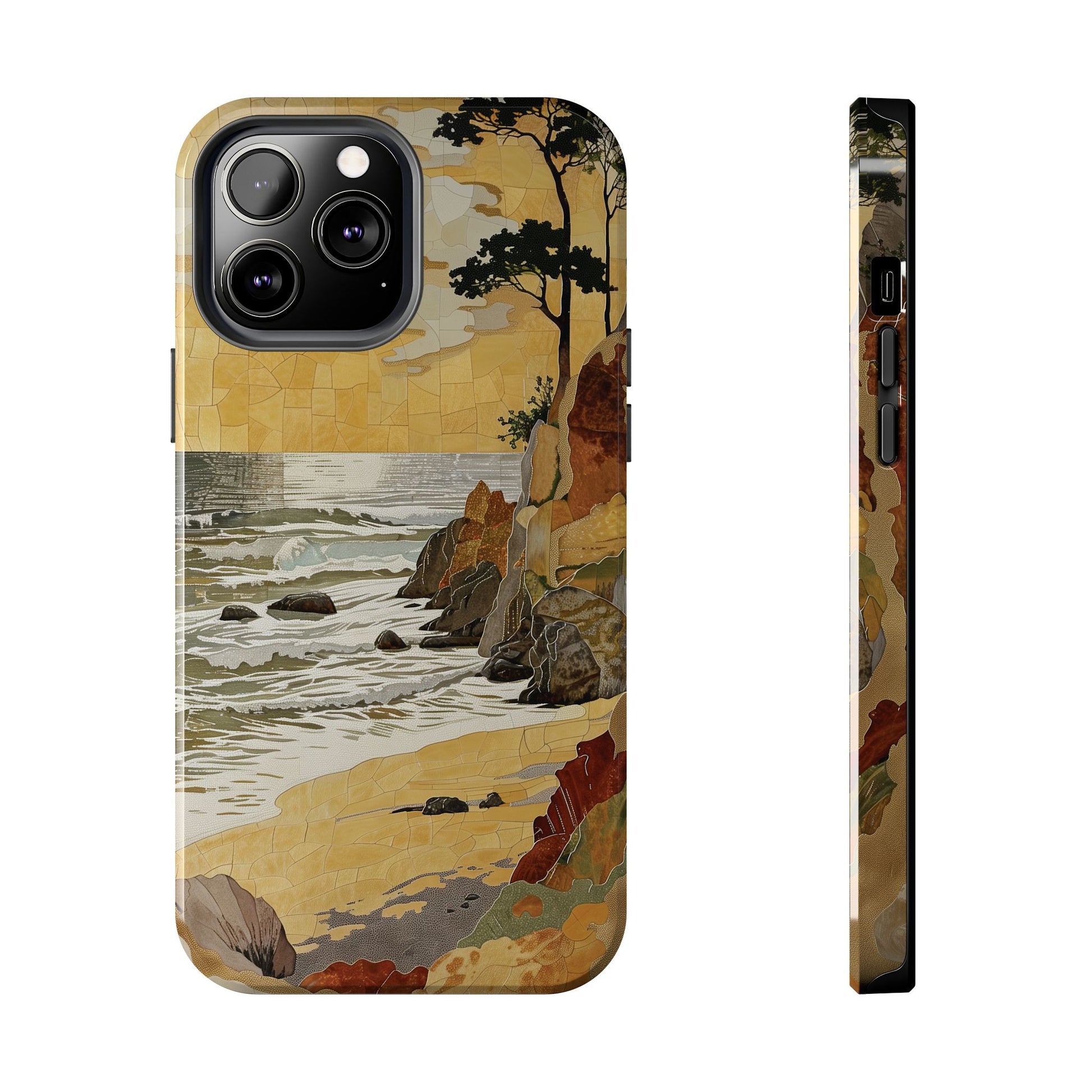 Retro Beach Scene Phone Case, Vintage Tropical Ocean iPhone Case, Summer Beach Phone Cover for iPhone, iphone 15 pro max