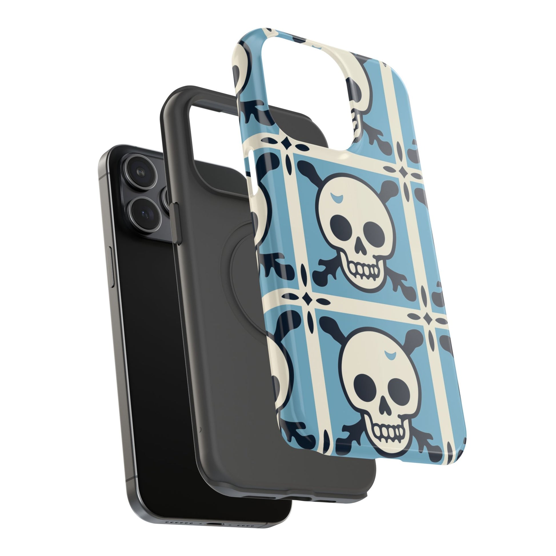 Cute Skull Phone Case Sugar Skull Ghingham Impact-Resistant Cover Goth Skull, Halloween Gift iphone 13 14 15 16 Pro Max