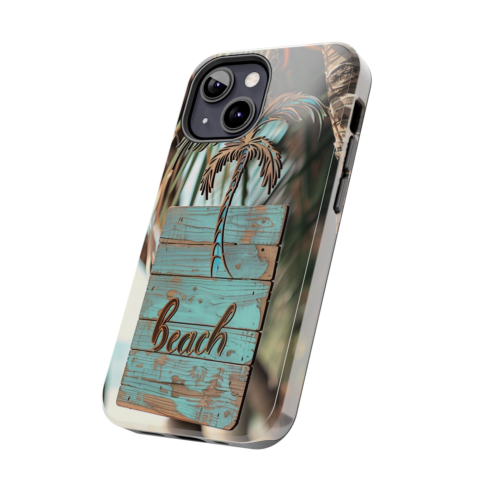 Durable Phone Case with Palm Tree Charm