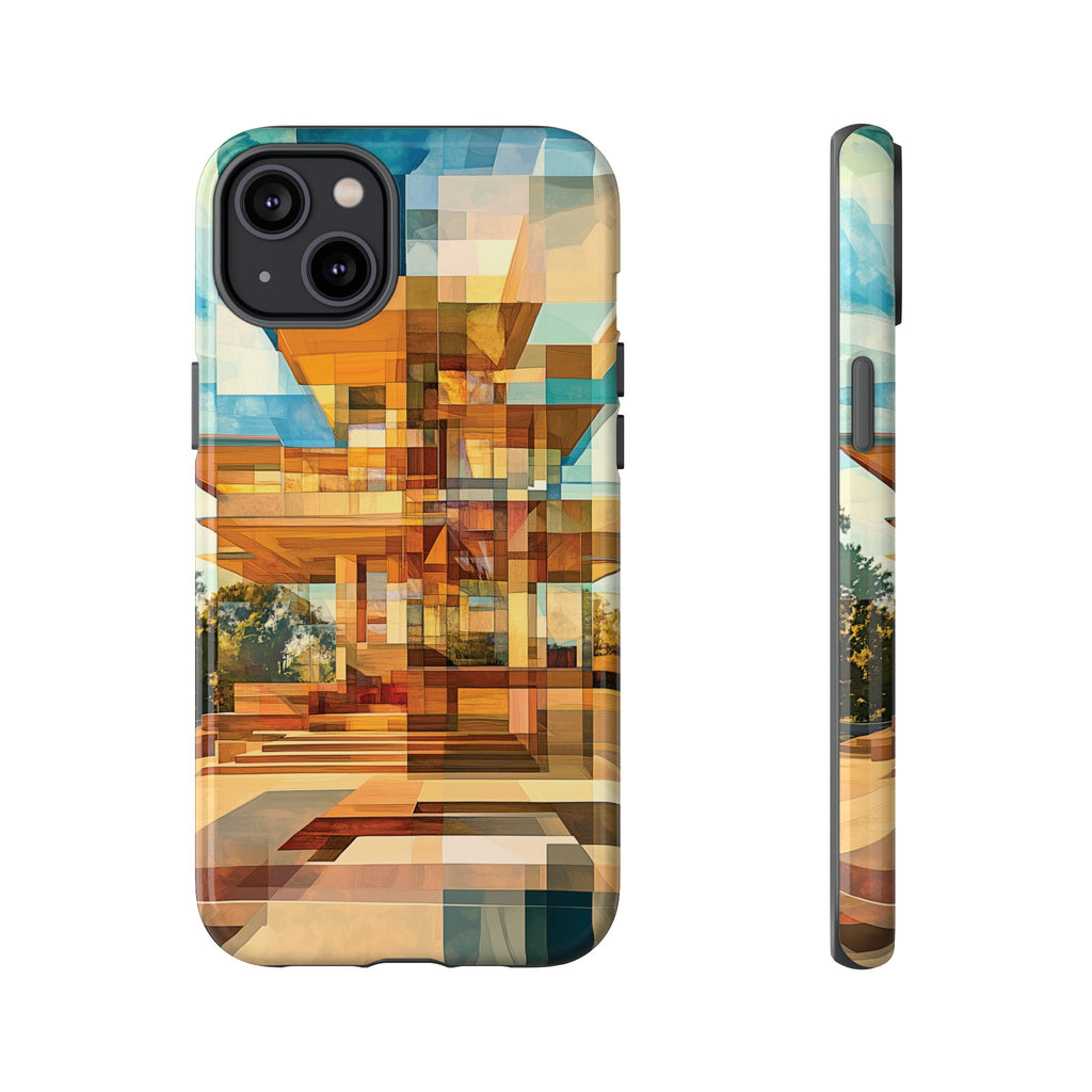 Frank Lloyd Wright Inspired Prairie Usonian Phone Case Geometric Stained Glass Art Deco Marble Gold 13 14 15 16 iPhone Pro Max Galaxy Pixel
