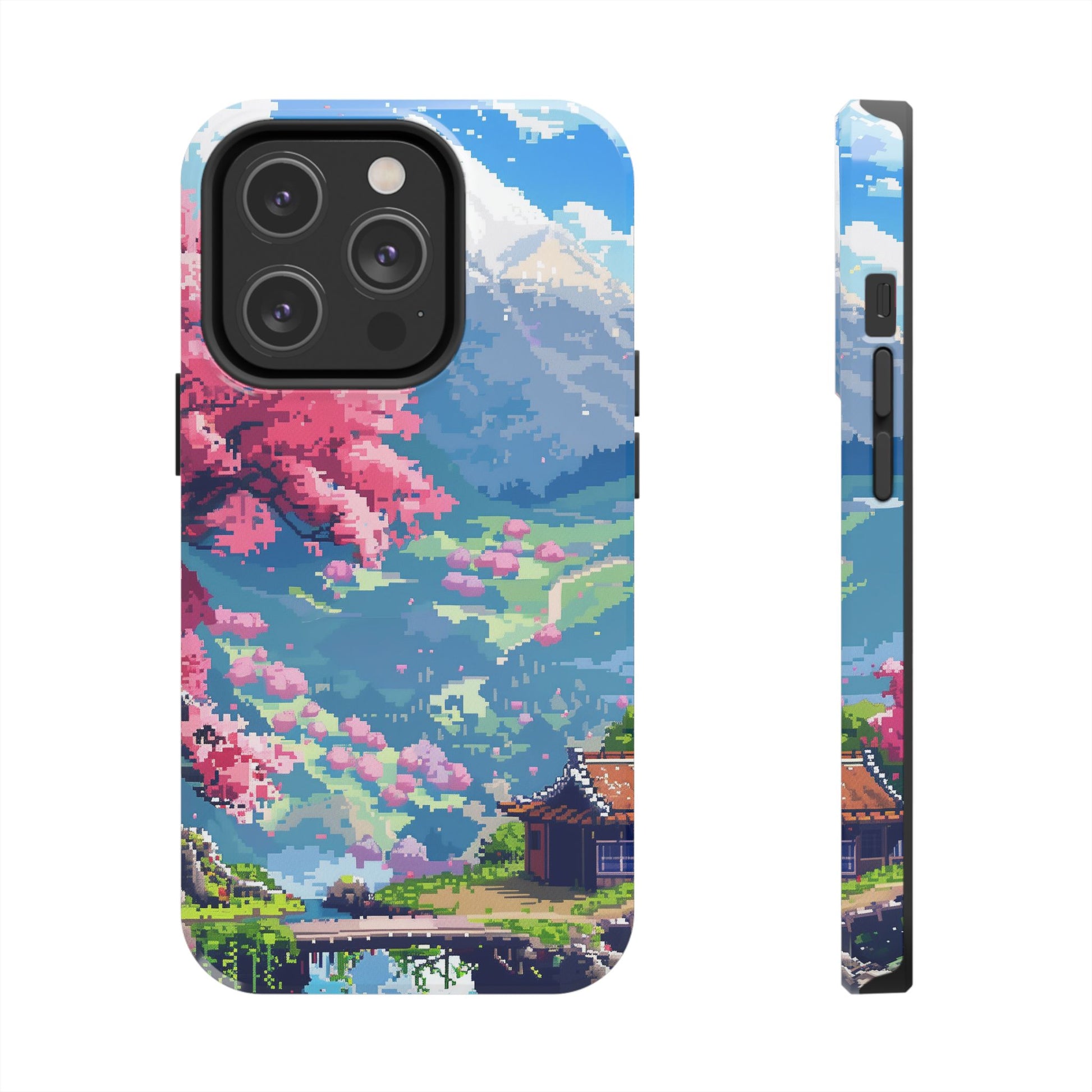 Pixel Art Video Game Landscapes Phone Case, Retro Gaming Pixelated Design, Geeky Gamer Phone Cover, Unique Video Game Art Accessories