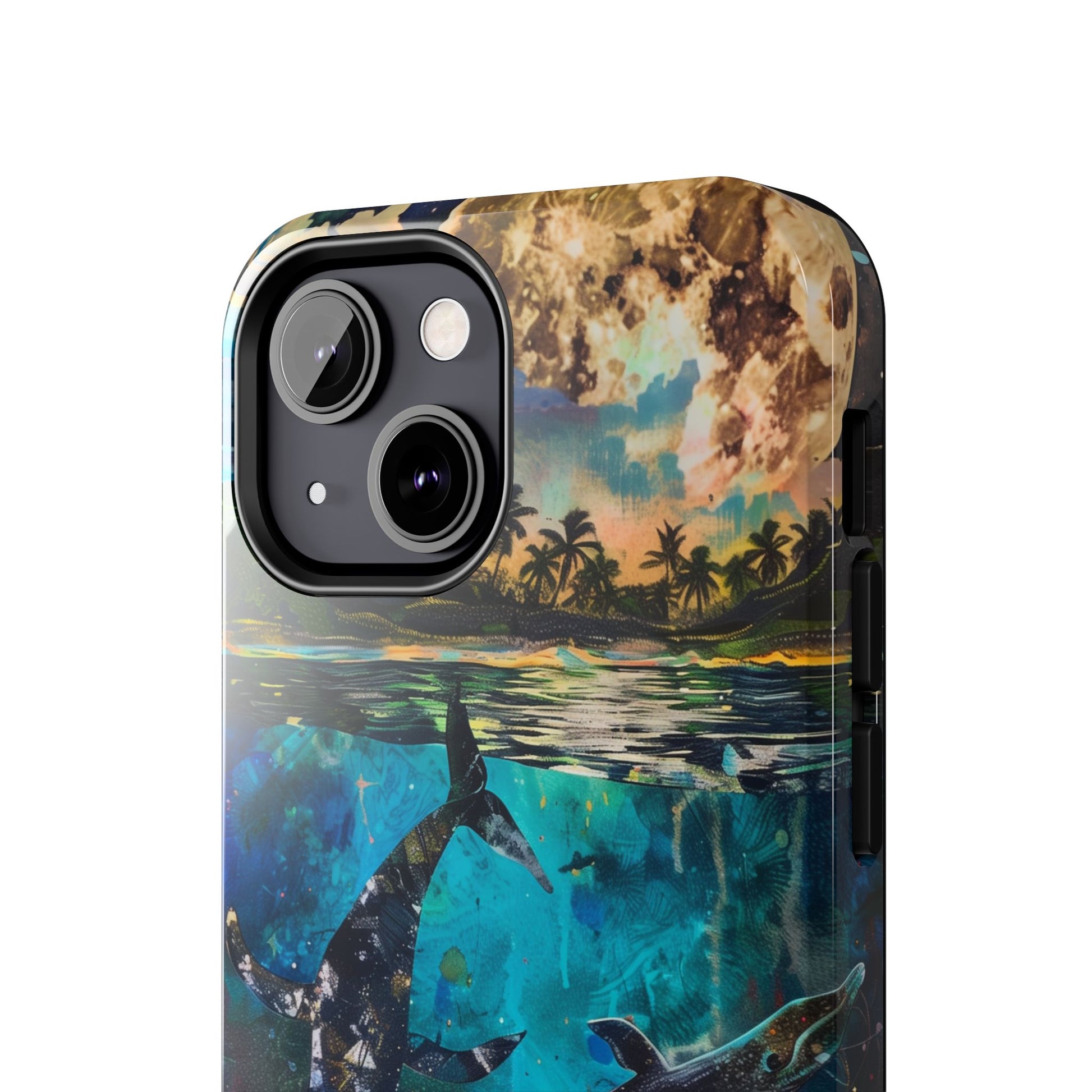 Abstract Moonlit Whales Underwater Phone Case - Durable and Stunning Protective Cover