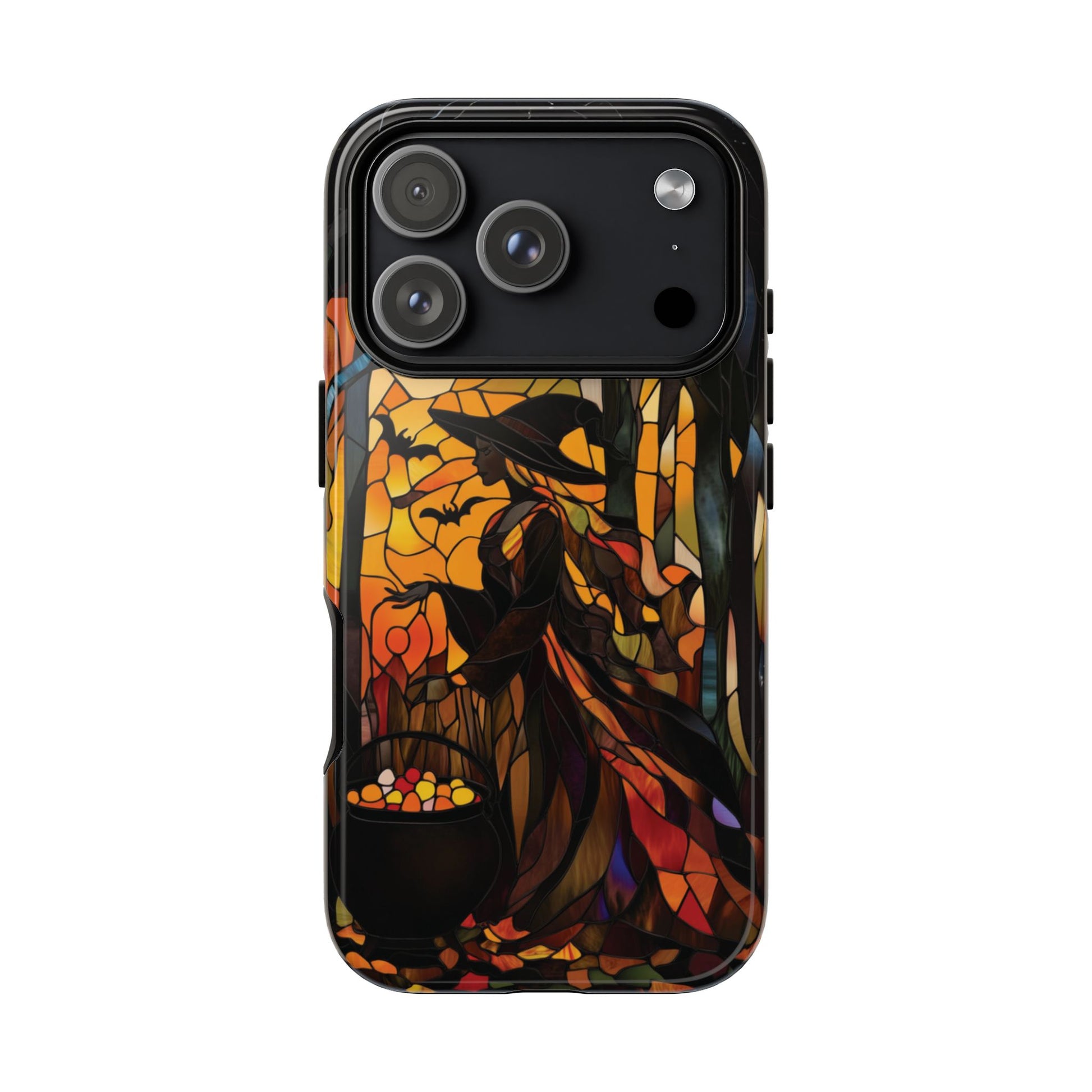 Dark Academia Halloween Witch Stained Glass Style