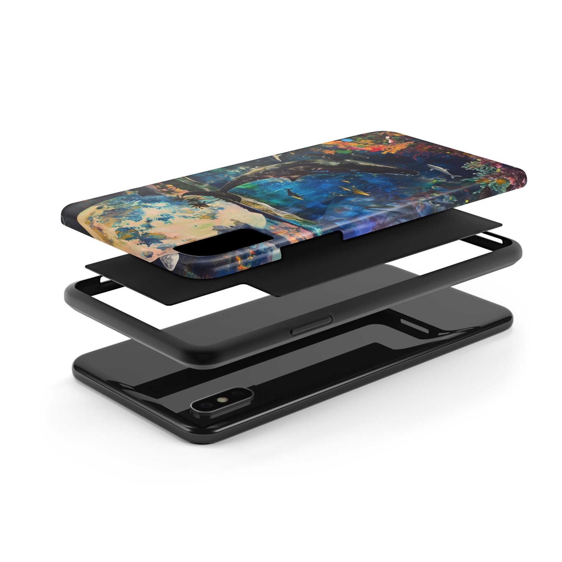 Abstract Moonlit Whale Underwater Phone Case - Durable and Stunning Protective Cover