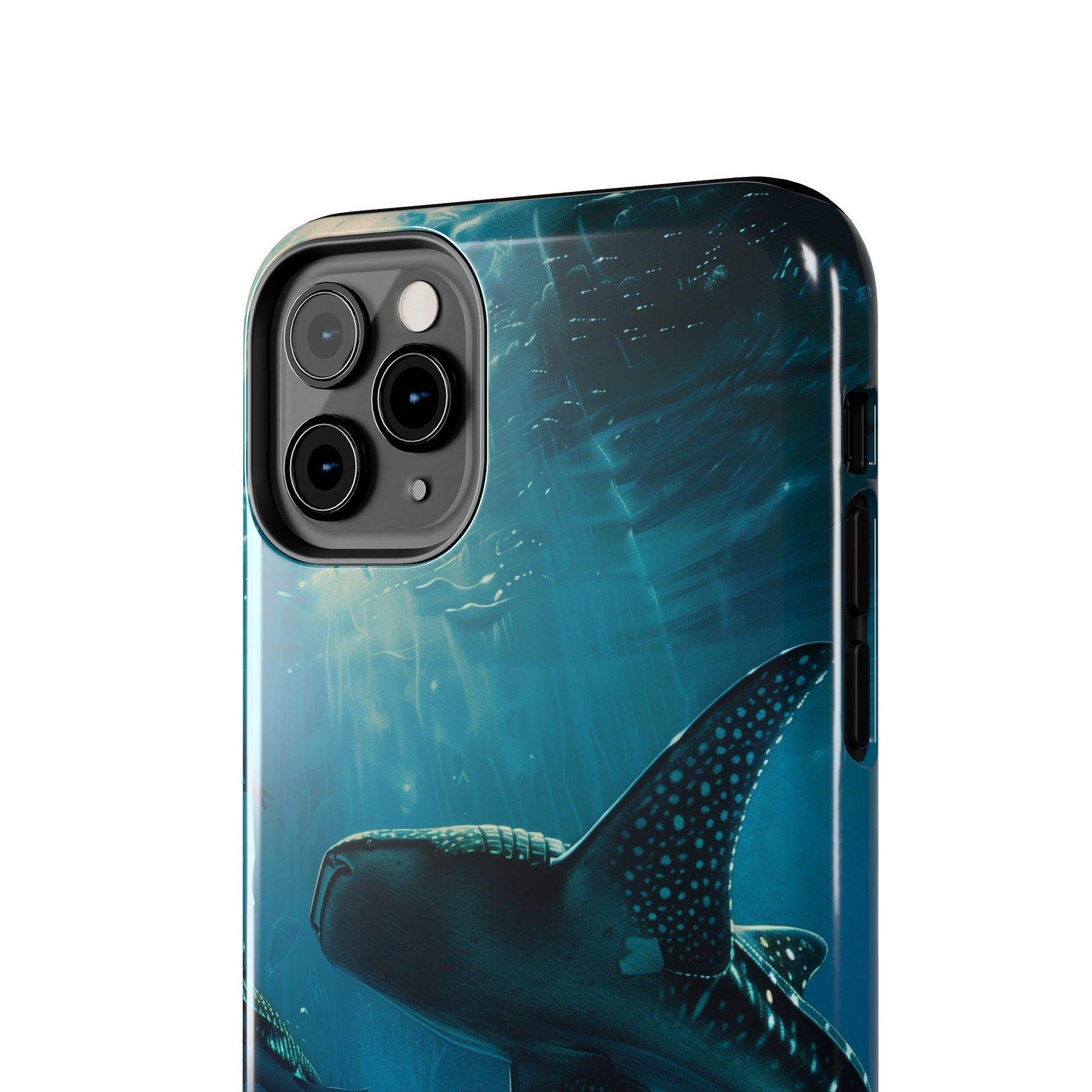 Tranquil Trio: Three Whale Sharks Tough Phone Case