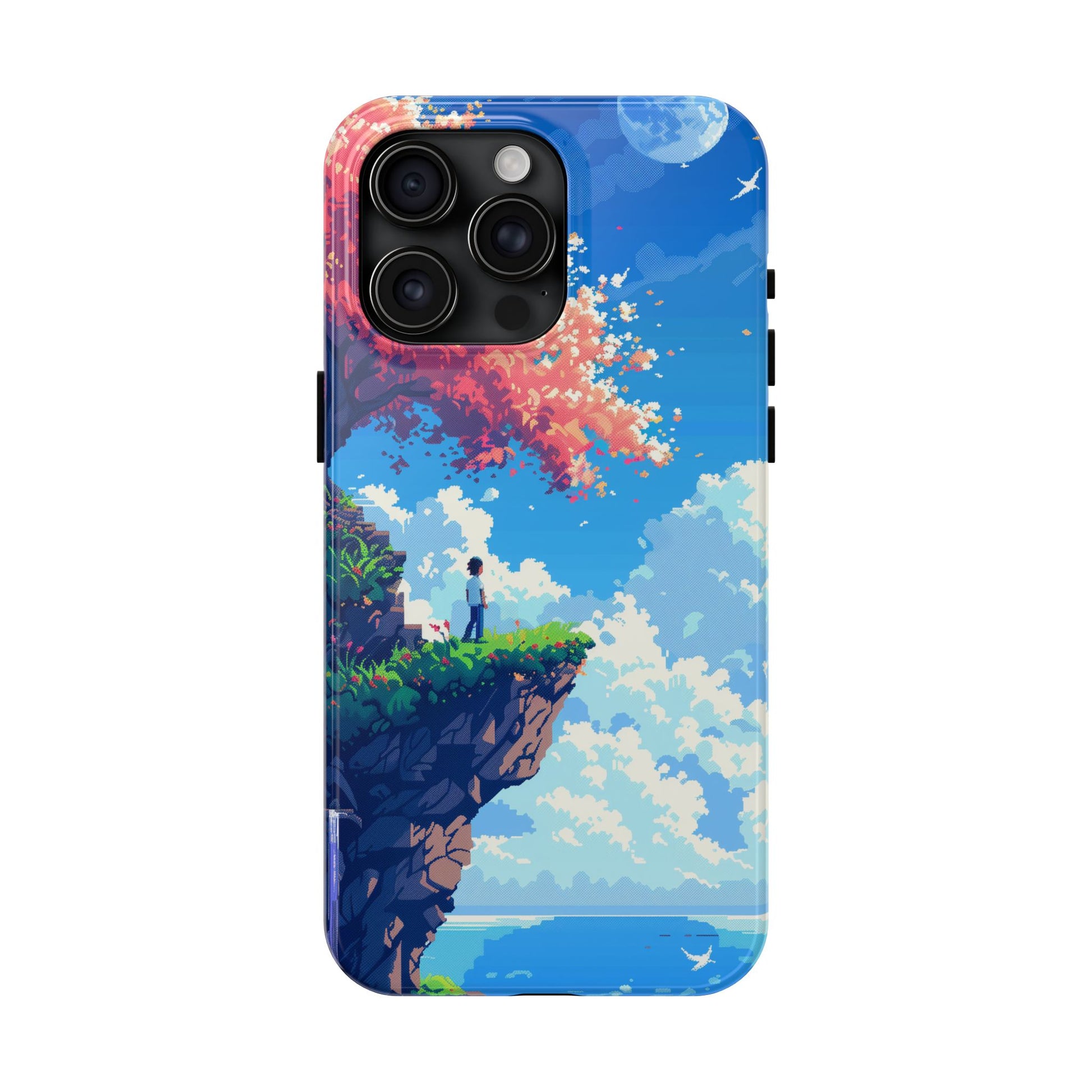 Pixel Art Video Game Landscapes Phone Case, Retro Gaming Pixelated Design, Geeky Gamer Phone Cover, Unique Video Game Art Accessories