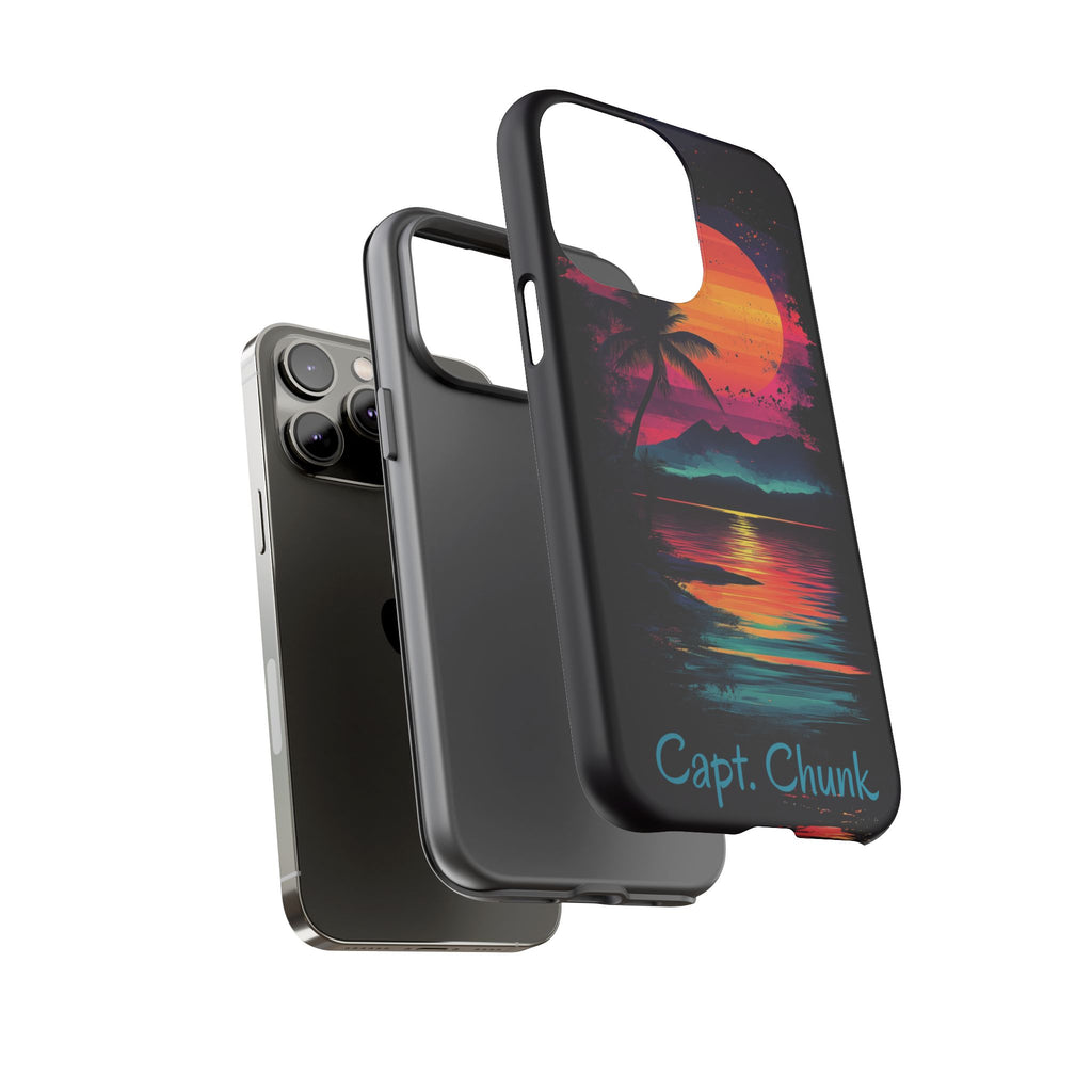 Custom Personalized Retro Palm Tree Sunset Phone Case iPhone 14 15 16 Pro Max Galaxy S24 Google Pixel Mountain Beach Fantasy Surfing Neon