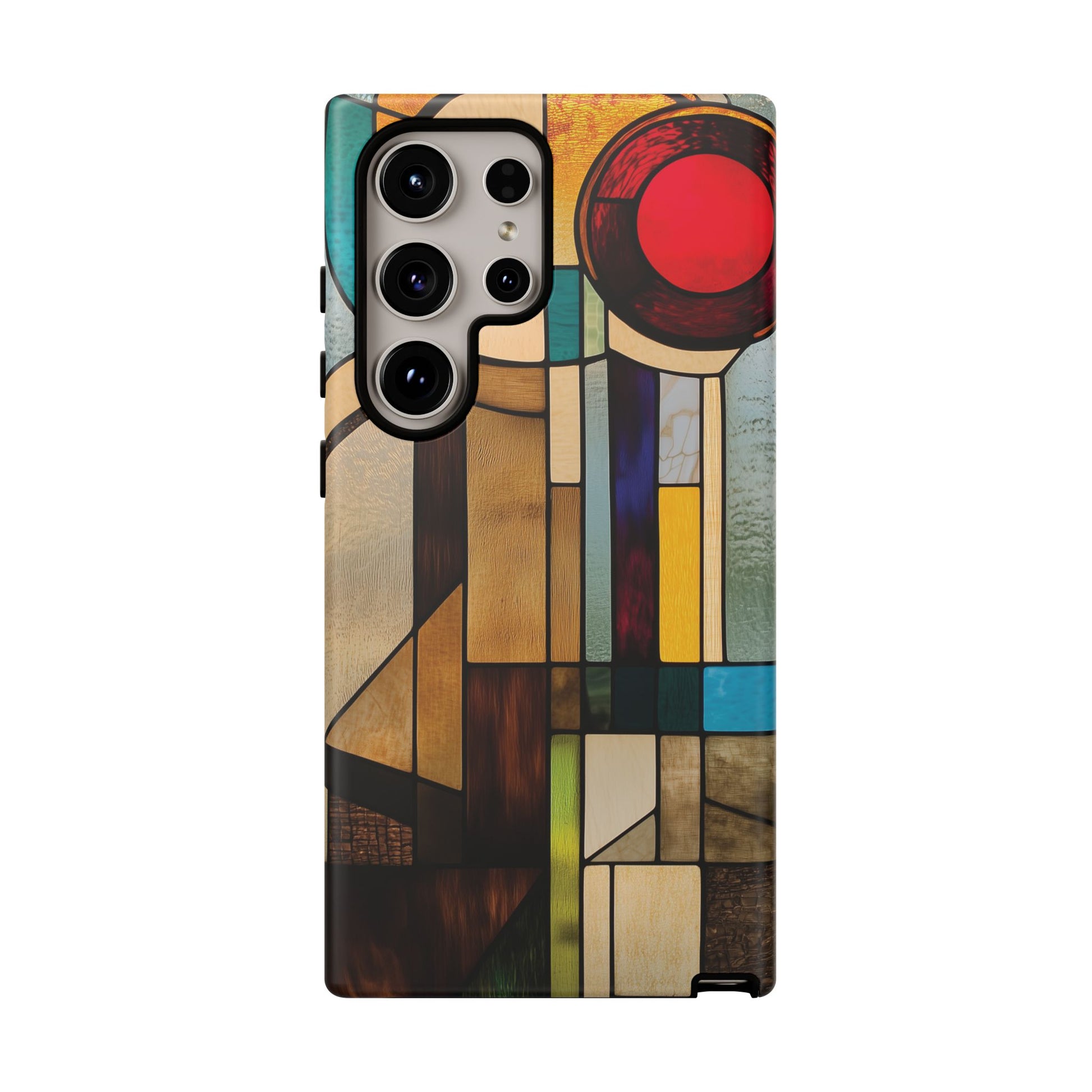 Stained Art Deco Glass Phone Case Frank Lloyd Wright Cottage Core Usonian Prairie Style Geometric Stylish  iPhone 14 15 16 Pro