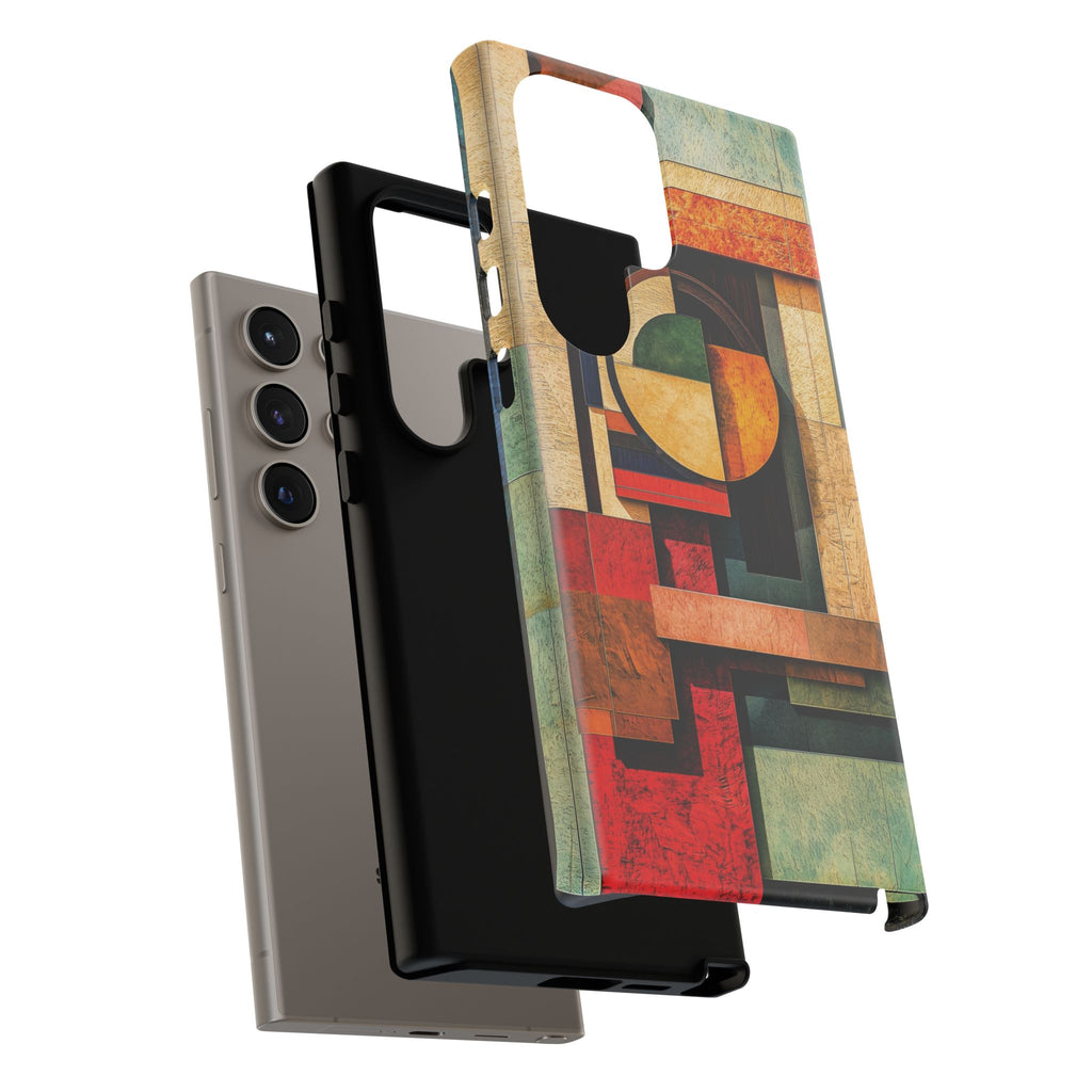 Tan Prairie Style Frank Lloyd Wright Usonian Phone Case Geometric Stained Glass Art Deco Marble Gold 13 14 15 16 iPhone Pro Max Galaxy Pixel