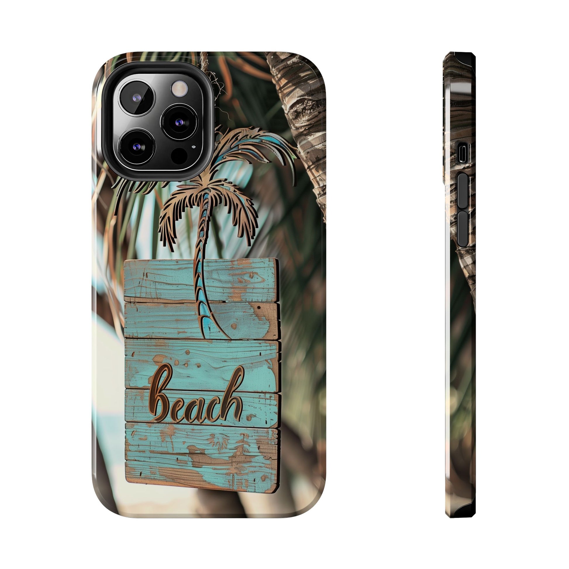 Durable Phone Case with Palm Tree Charm