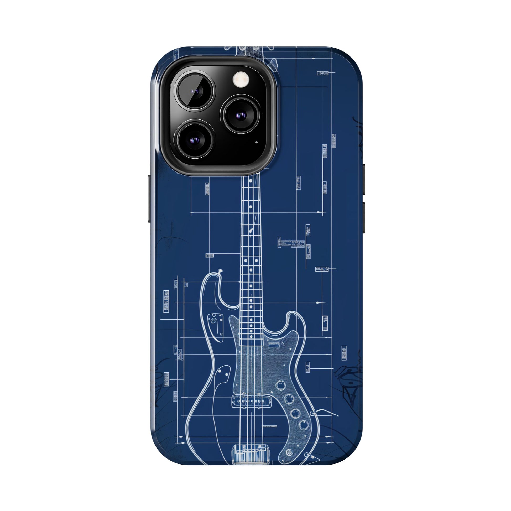 Guitar Phone Case Blueprint Schematic Vintage Custom Design Fender Gibson Rickenbacker Custom Rock Music Phone Accessories Musician Gift