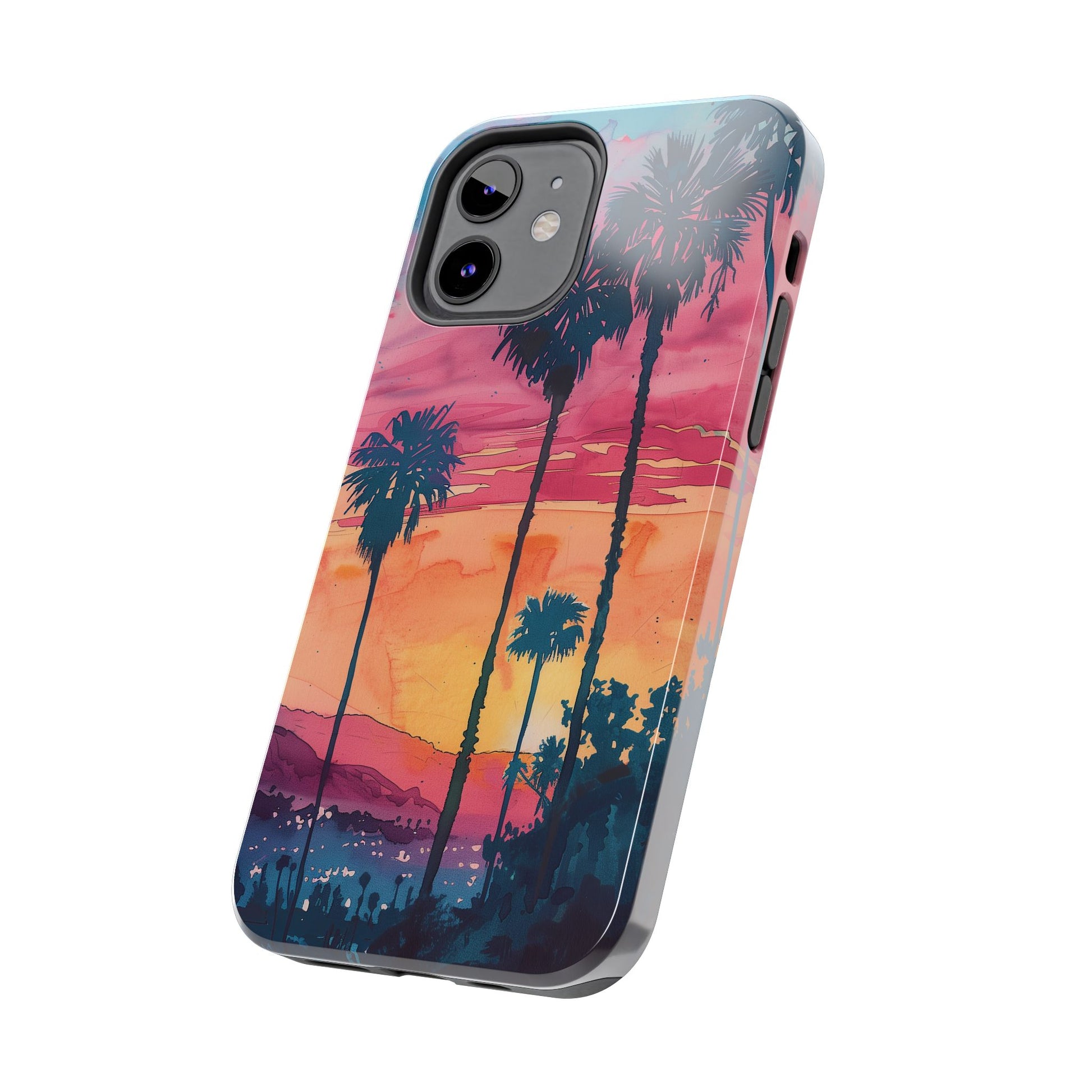 Los Angeles Sunset iPhone Case, Golden Hour Scenic View, Hollywood Hills Sunset Phone Case, Palm Trees Phone Case, iphone 15 pro max case