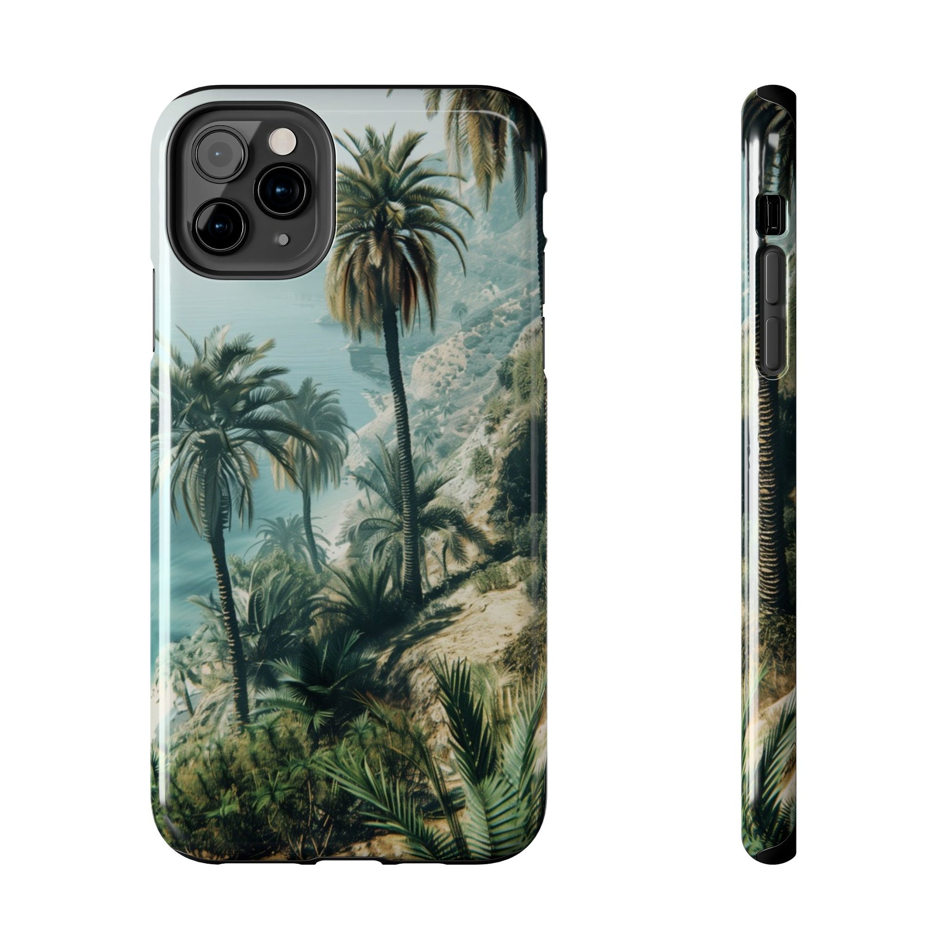 Coastal Breeze: Durable iPhone Case with Ocean View and Palm Trees