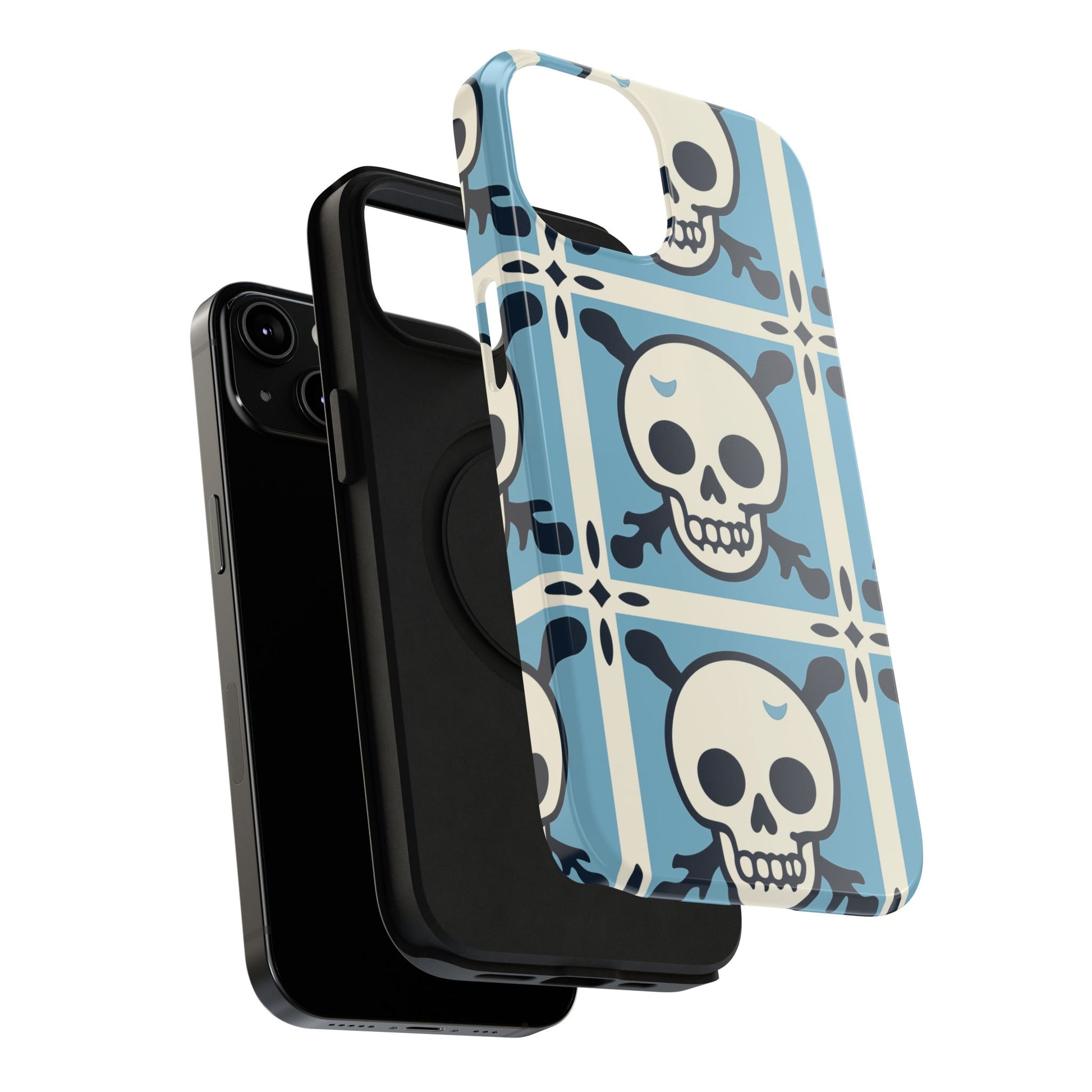 Cute Skull Phone Case Sugar Skull Ghingham Impact-Resistant Cover Goth Skull, Halloween Gift iphone 13 14 15 16 Pro Max