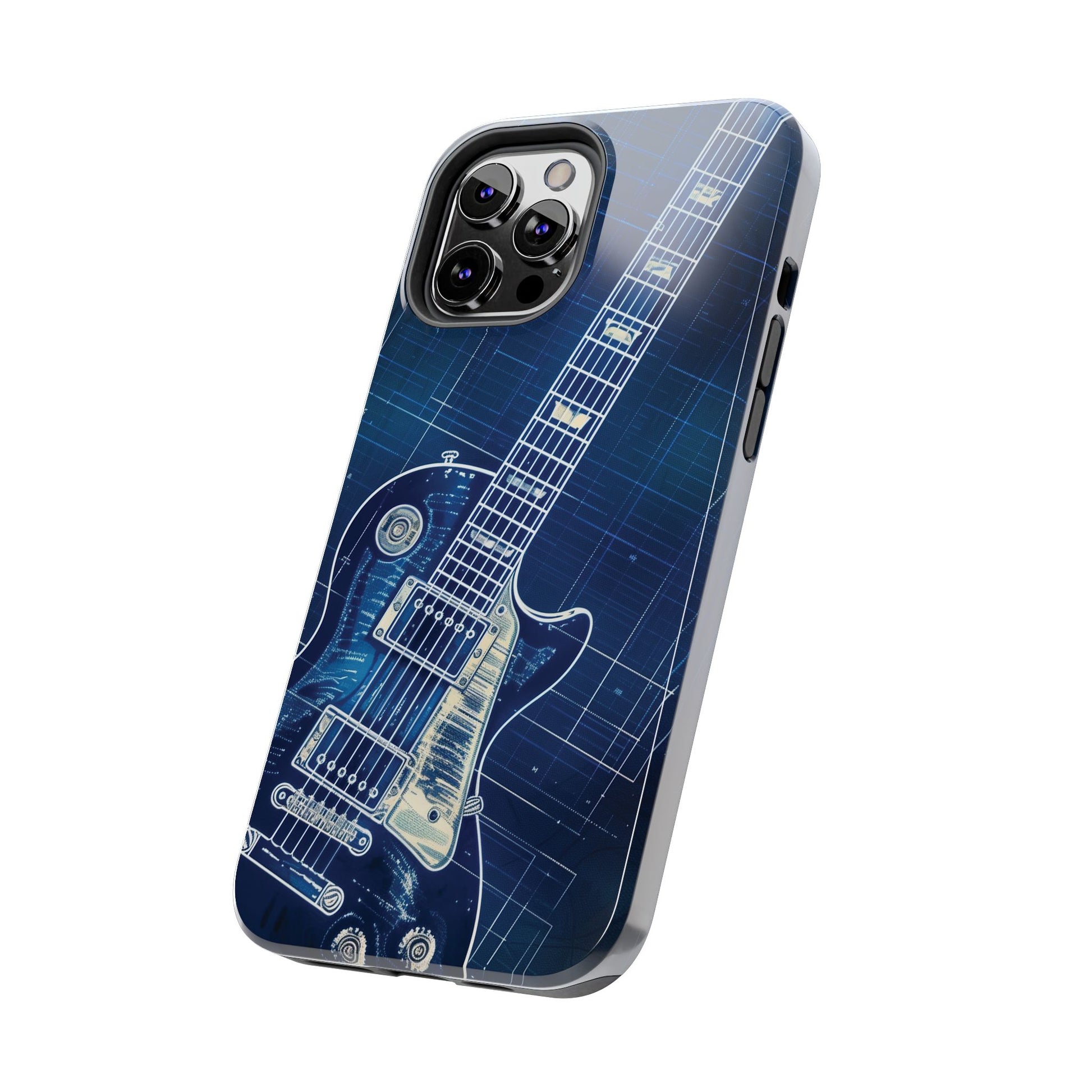 Guitar Phone Case, Guitar Blueprint iPhone Cover, Vintage Guitar Design, Custom iPhone Covers, Rock Music Phone Accessories, Musician Gift