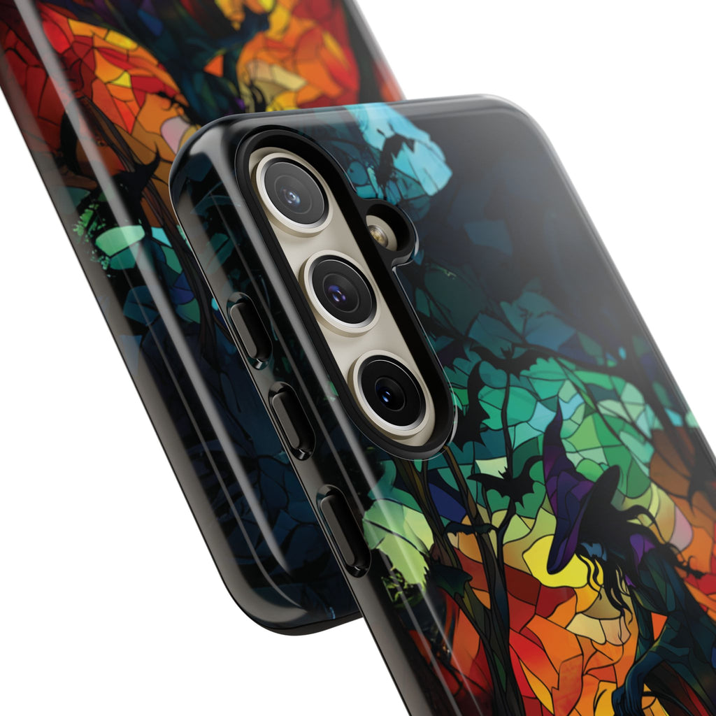 Halloween Witch Stained Glass Dark Academia Spooky Fall Witchy Pumpkin Bats Seasonal Fall Mosaic Case iPhone 13 14 15 16 Pro Max