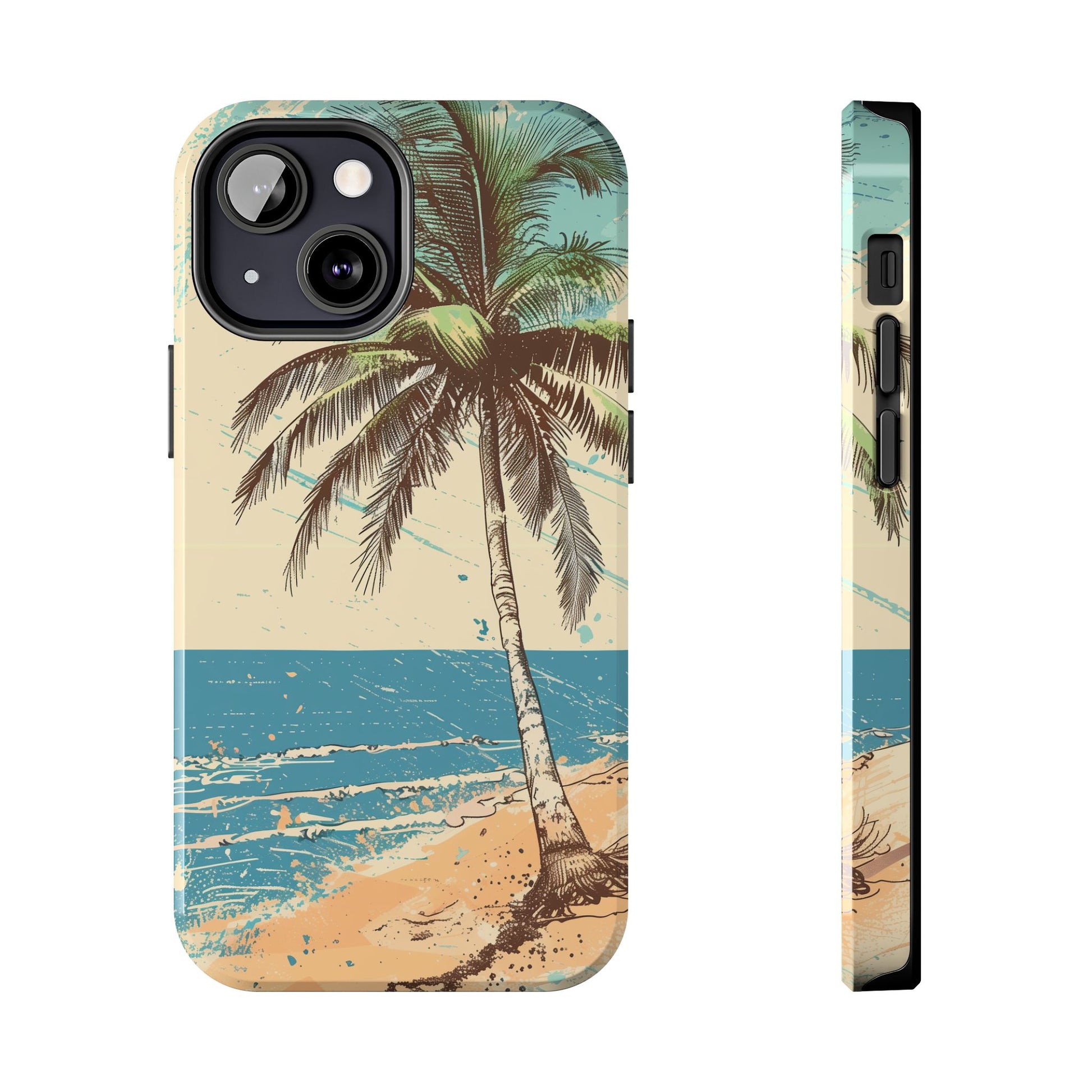 Retro Beach Scene Phone Case, Vintage Tropical Ocean iPhone Case, Summer Beach Phone Cover for iPhone, iphone 15 pro max