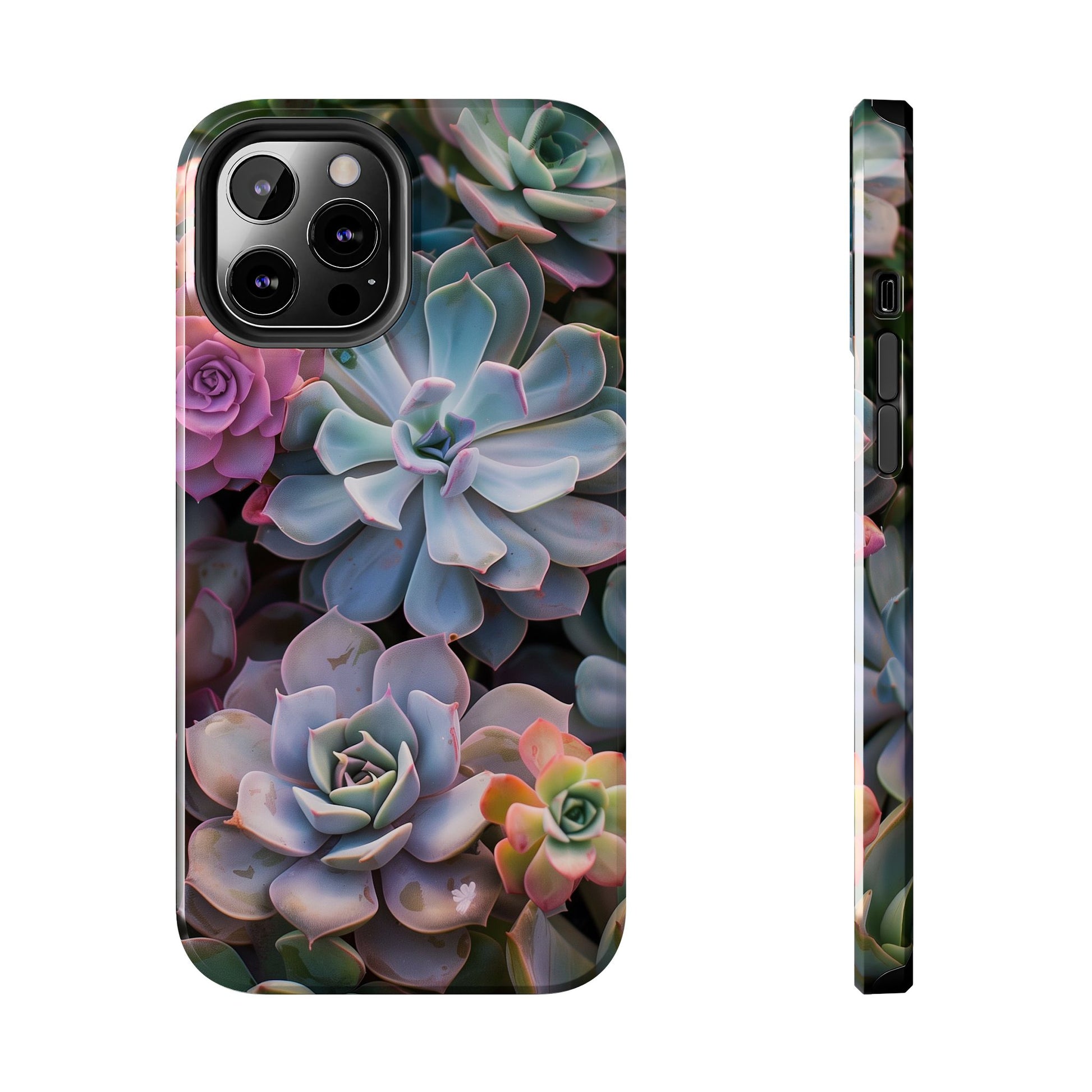 Pastel Succulent Flower Design Durable Phone Case - Tough Protection for iPhones