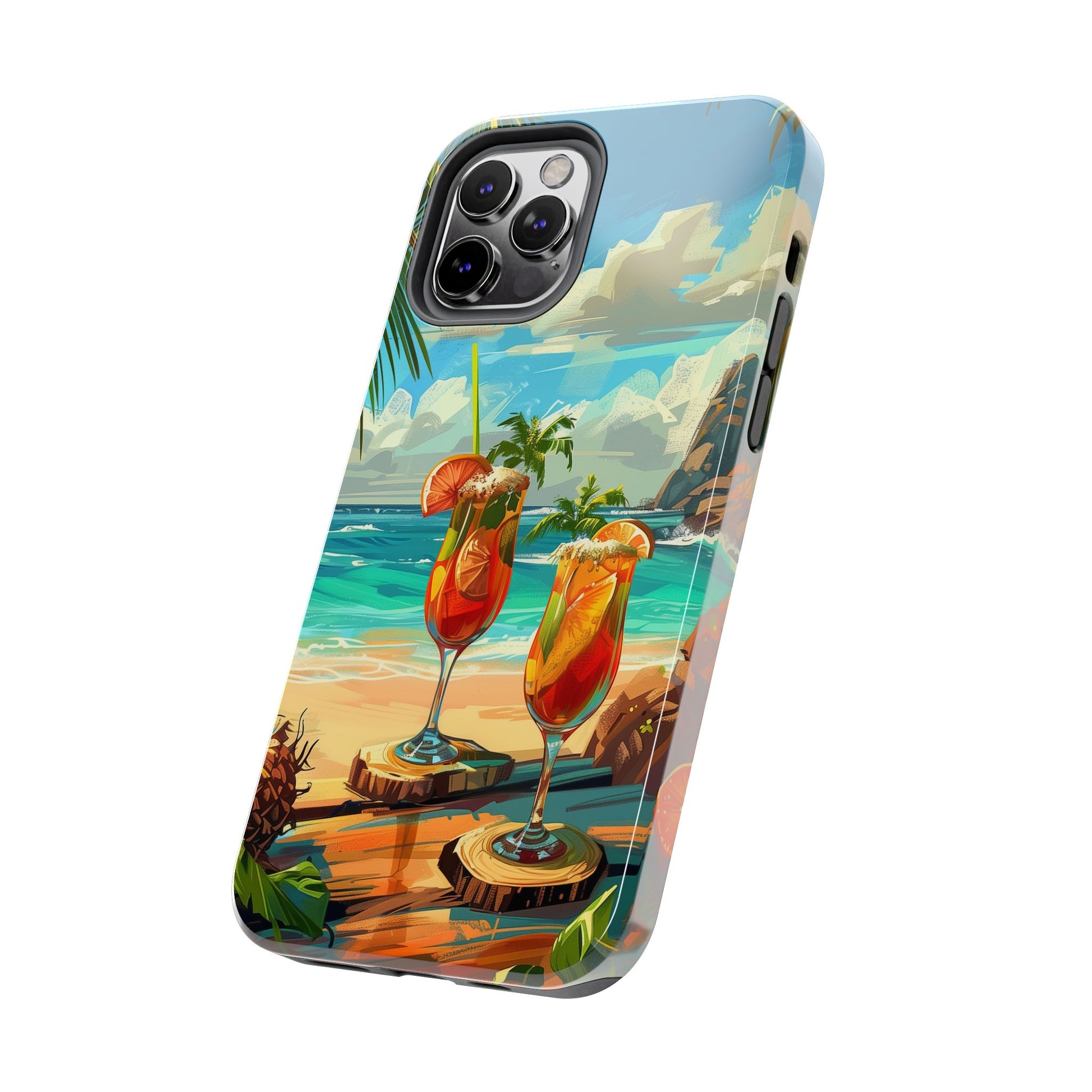 Retro Beach Scene Phone Case, Vintage Tropical Ocean iPhone Case, Summer Beach Phone Cover for iPhone, iphone 15 pro max
