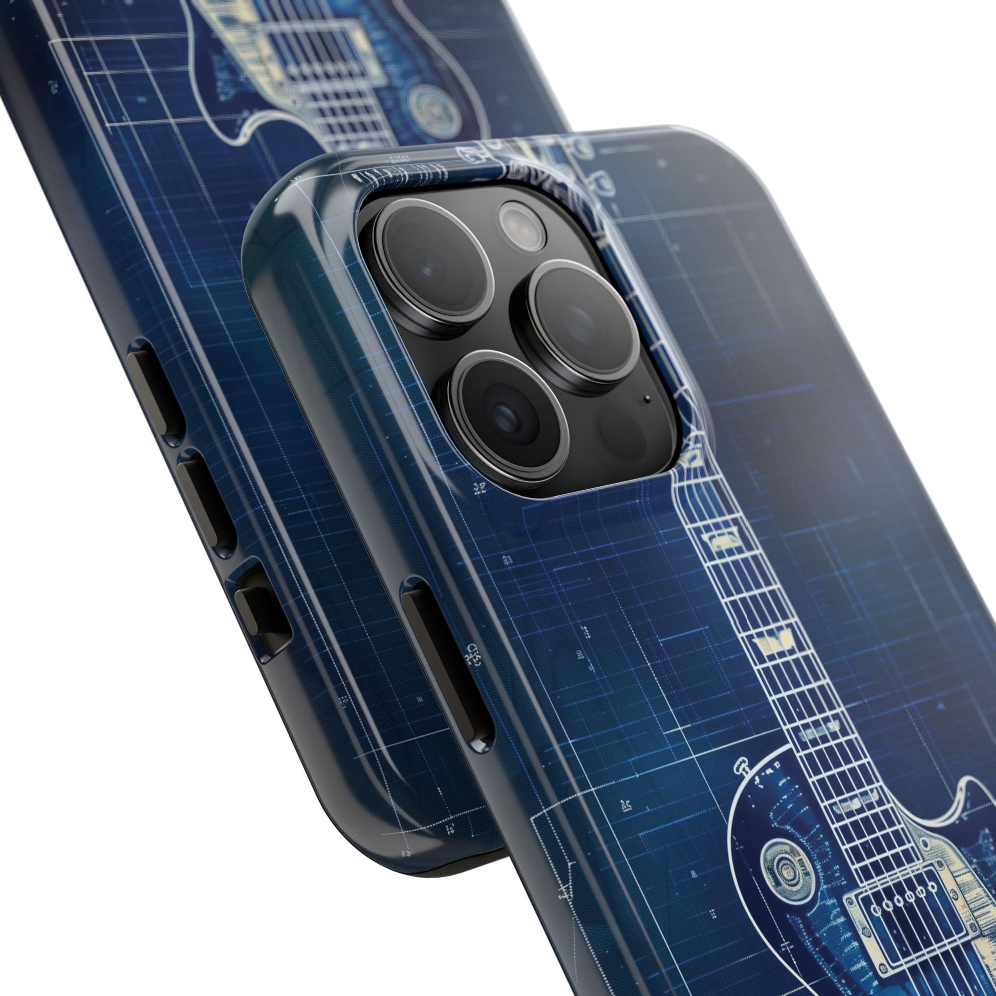 Guitar Phone Case, Guitar Blueprint iPhone Cover, Vintage Guitar Design, Custom iPhone Covers, Rock Music Phone Accessories, Musician Gift