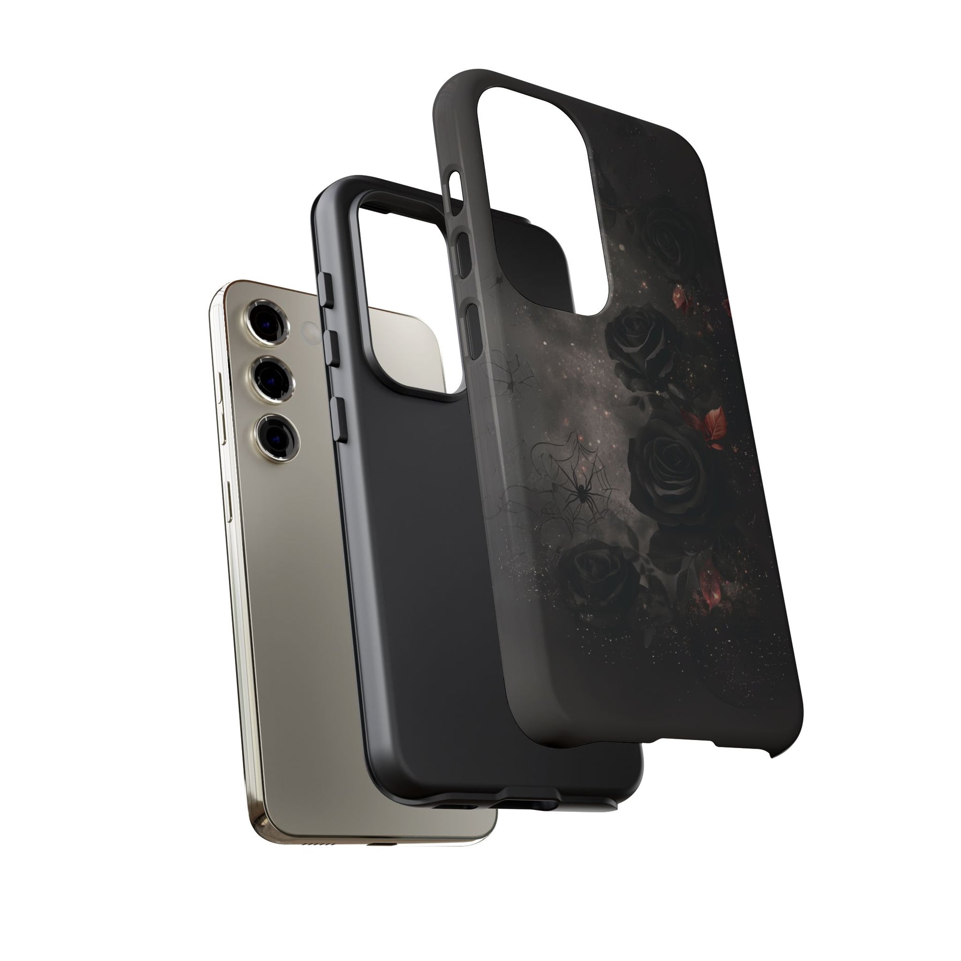 Gothic Floral Phone Case Dark Academia Black Roses Spider Webs Space Witchcraft Night Sky iPhone 13 14 15 16 Pro Max Galaxy Pixel