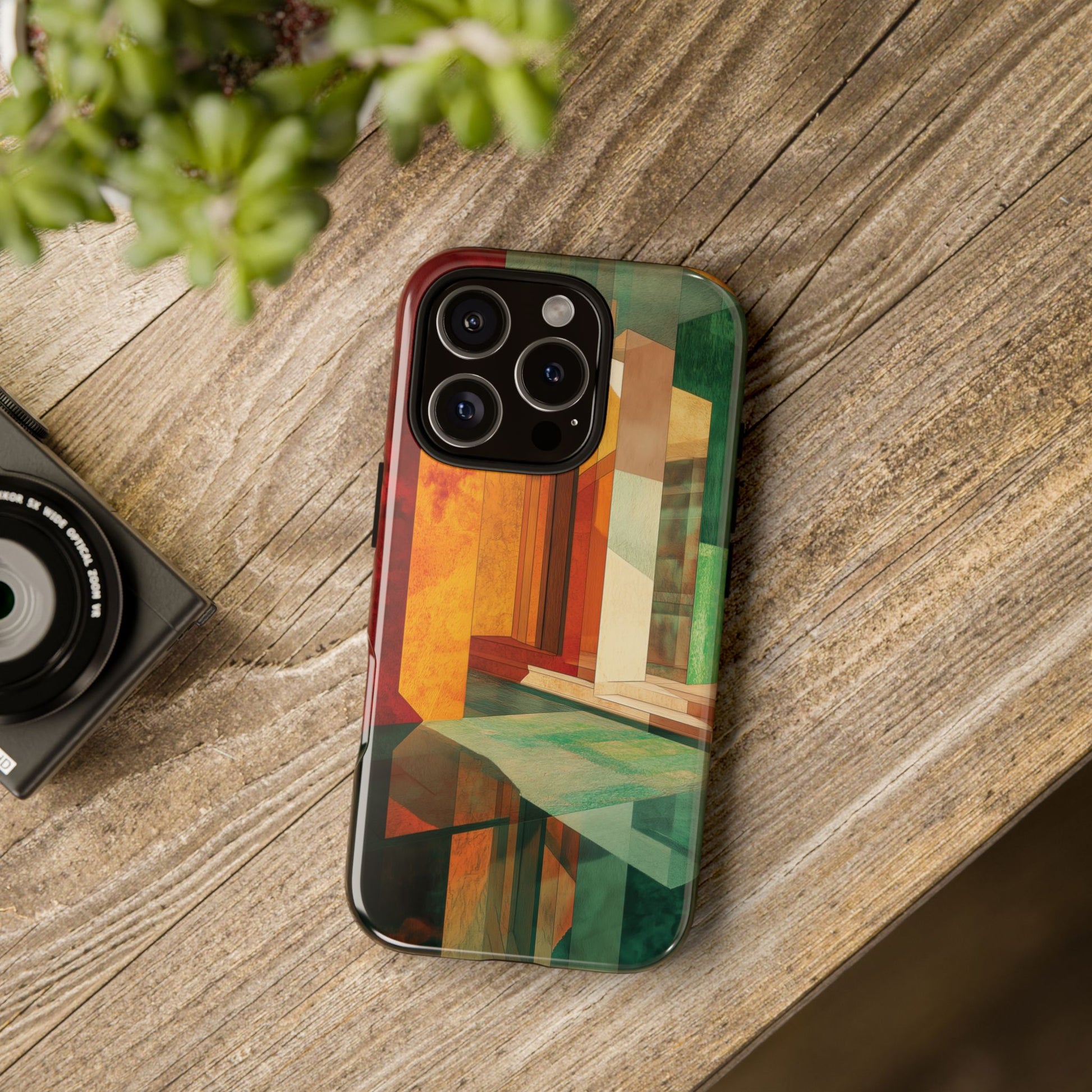 Art Deco Frank Lloyd Wright Inspired Usonian Phone Case Geometric Stained Glass Art Deco Marble Gold 13 14 15 16 iPhone Pro Max Galaxy Pixel