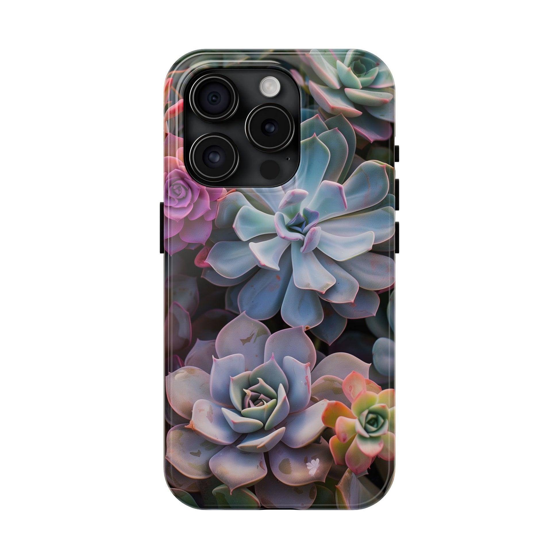 Pastel Succulent Flower Design Durable Phone Case - Tough Protection for iPhones