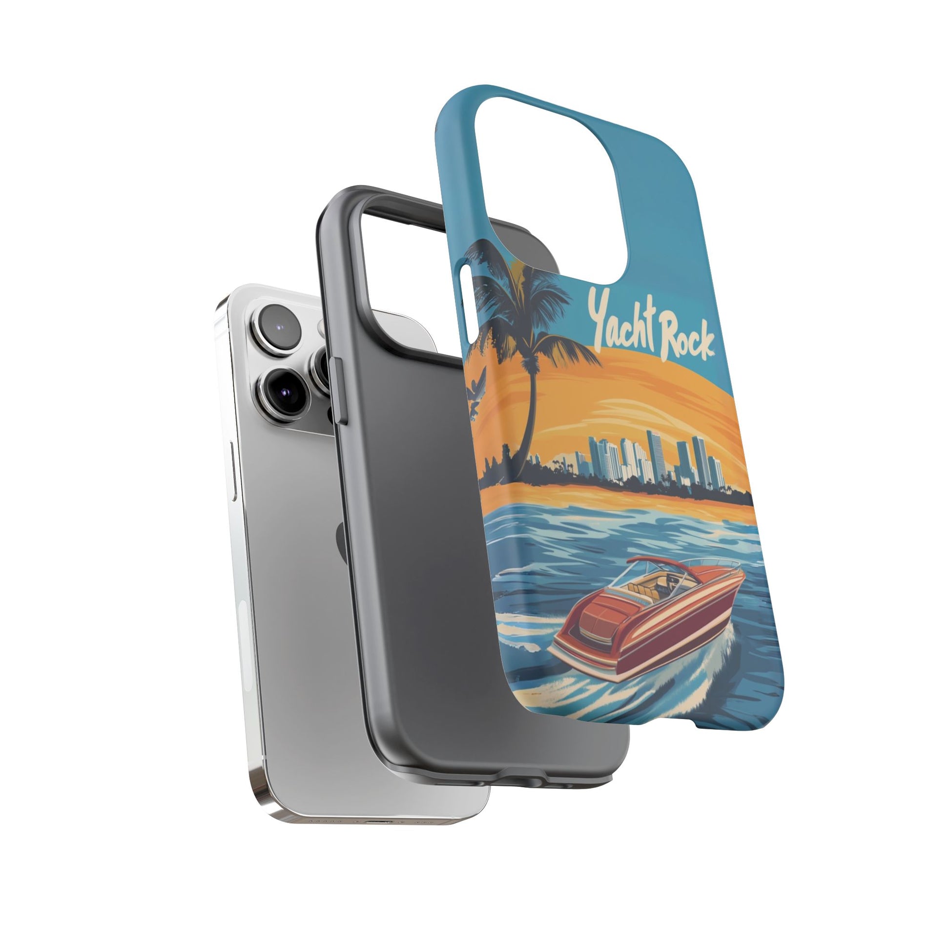 Yacht Rock Phone Case Custom iPhone 13 14 15 16 Pro Max Sunset Cruise Harbor Miami Vice Yacht Rock Gift Boating Captain South Beach Surfing
