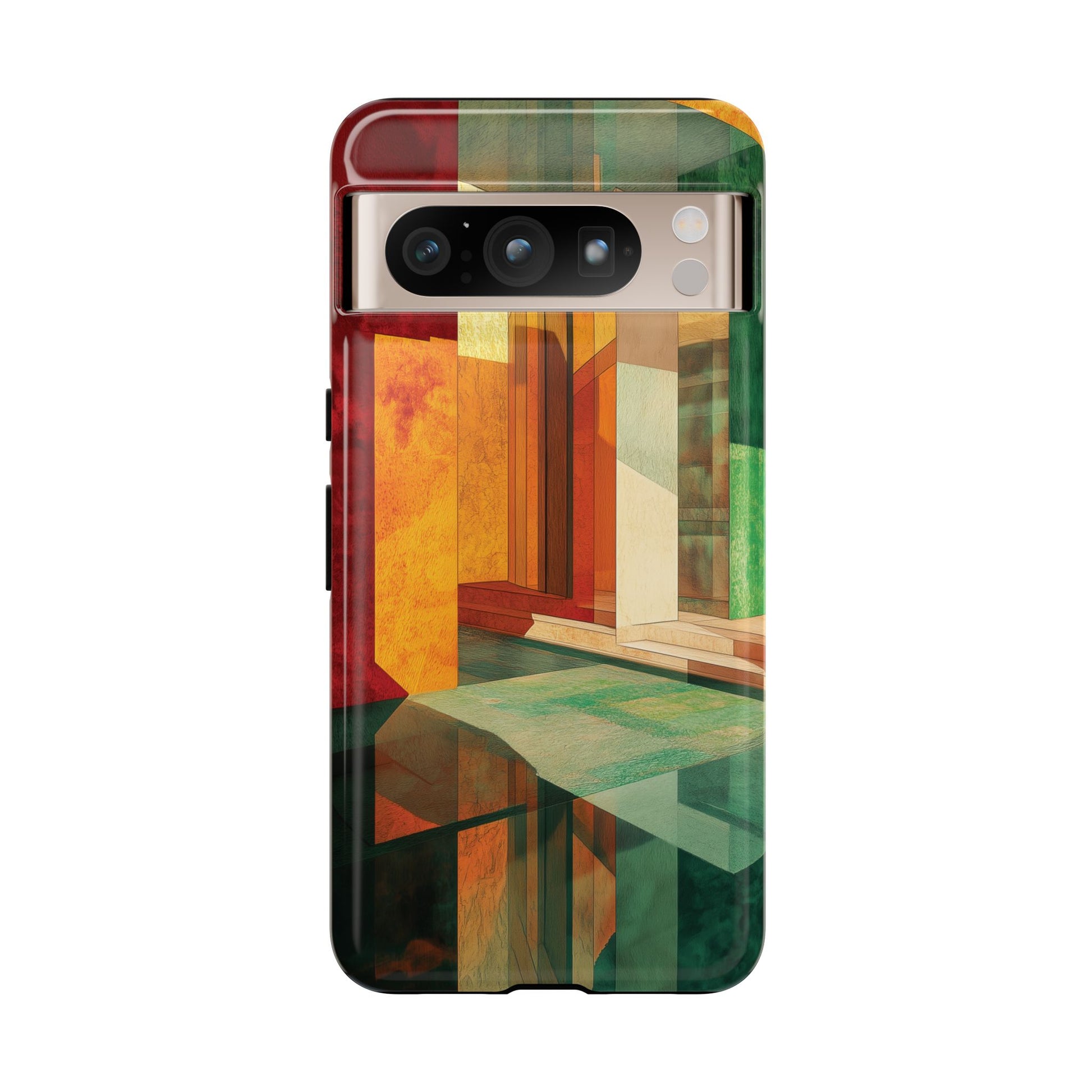 Art Deco Frank Lloyd Wright Inspired Usonian Phone Case Geometric Stained Glass Art Deco Marble Gold 13 14 15 16 iPhone Pro Max Galaxy Pixel