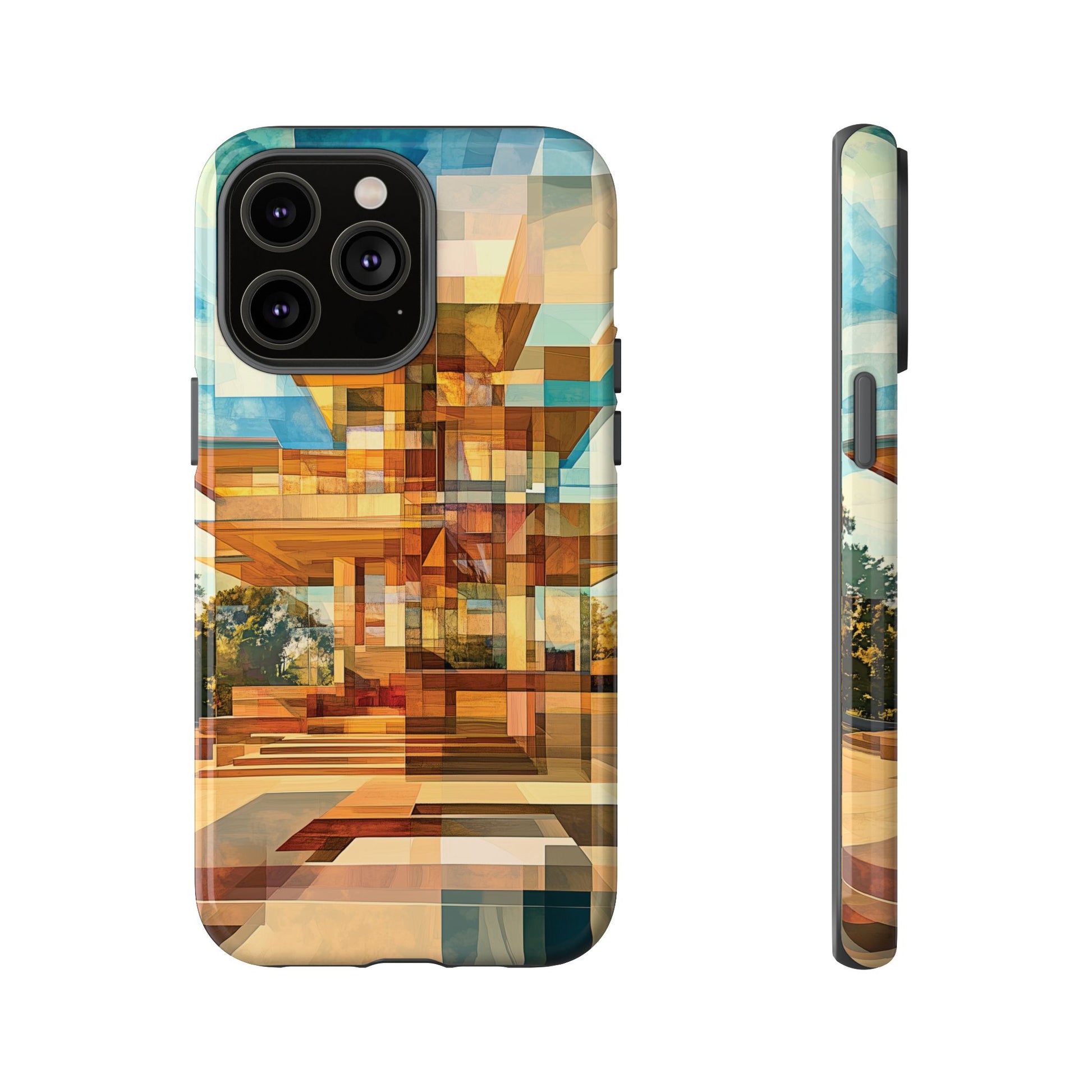 Frank Lloyd Wright Inspired Prairie Usonian Phone Case Geometric Stained Glass Art Deco Marble Gold 13 14 15 16 iPhone Pro Max Galaxy Pixel
