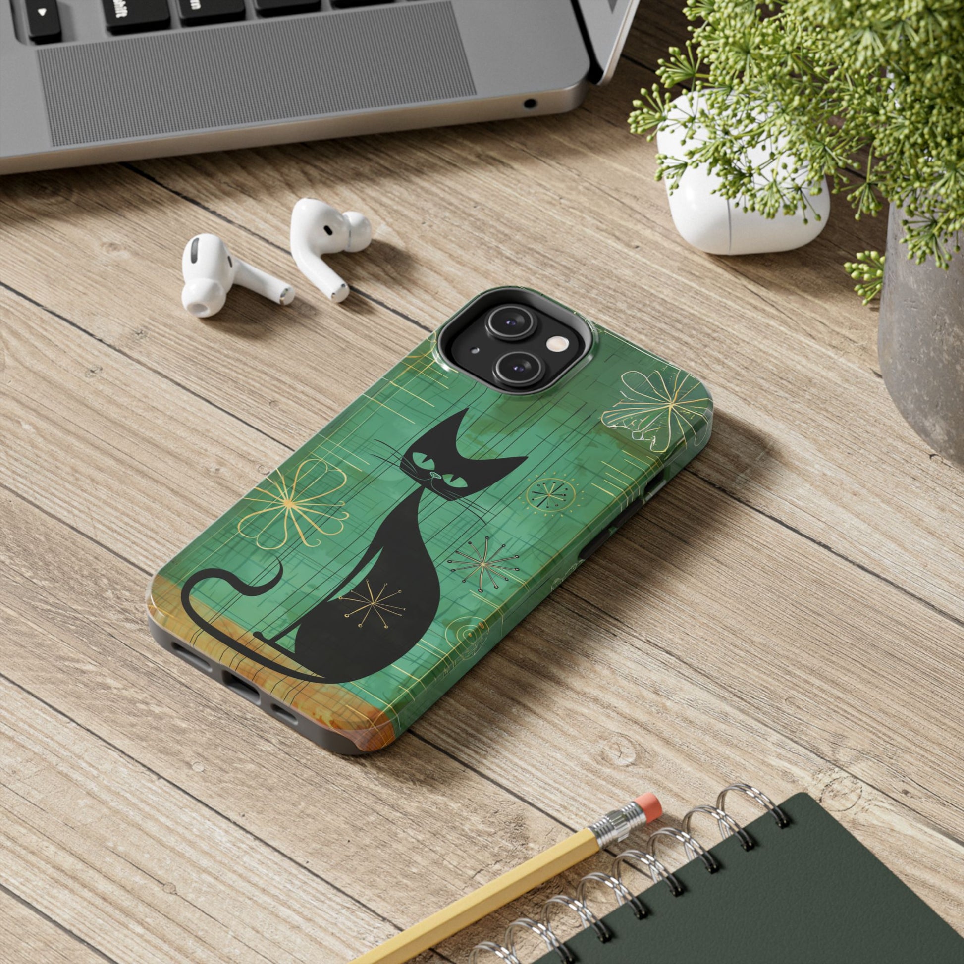 Mid-Century Modern Phone Case-Case, Mid Mod iPhone Case, Atomic Cats iPhone Case, Retro Chic Smartphone Cover, Unique Phone Case