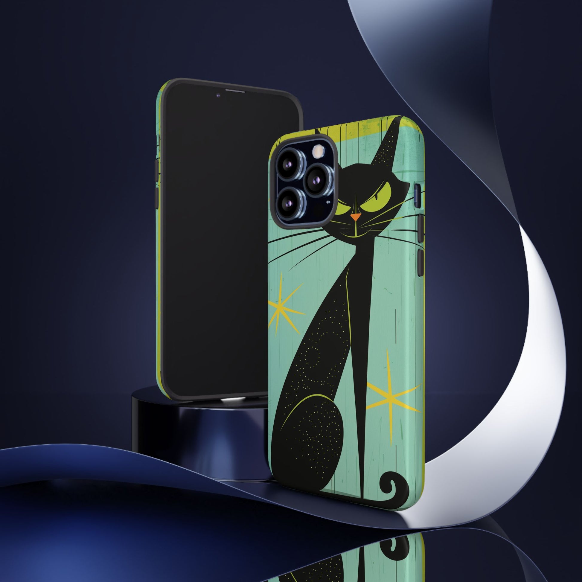 Mid-Century Modern Phone Case, Mid Mod Android Case, Atomic Cats Android Case, Retro Chic Smartphone Cover, Unique Artistic Phone Accessory