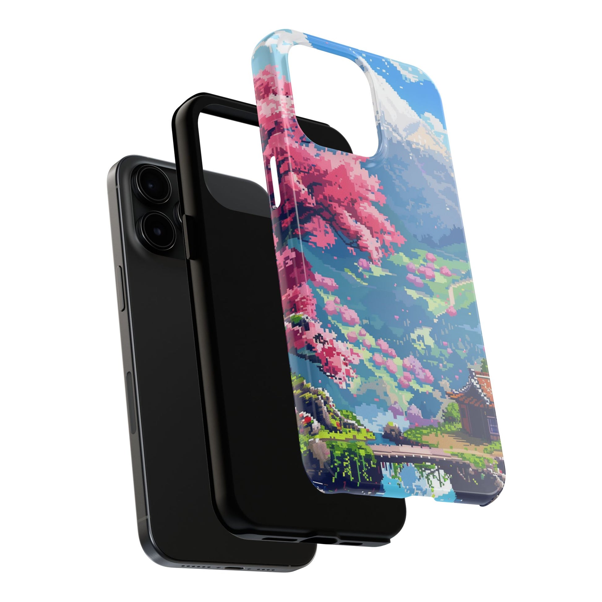 Pixel Art Video Game Landscapes Phone Case, Retro Gaming Pixelated Design, Geeky Gamer Phone Cover, Unique Video Game Art Accessories