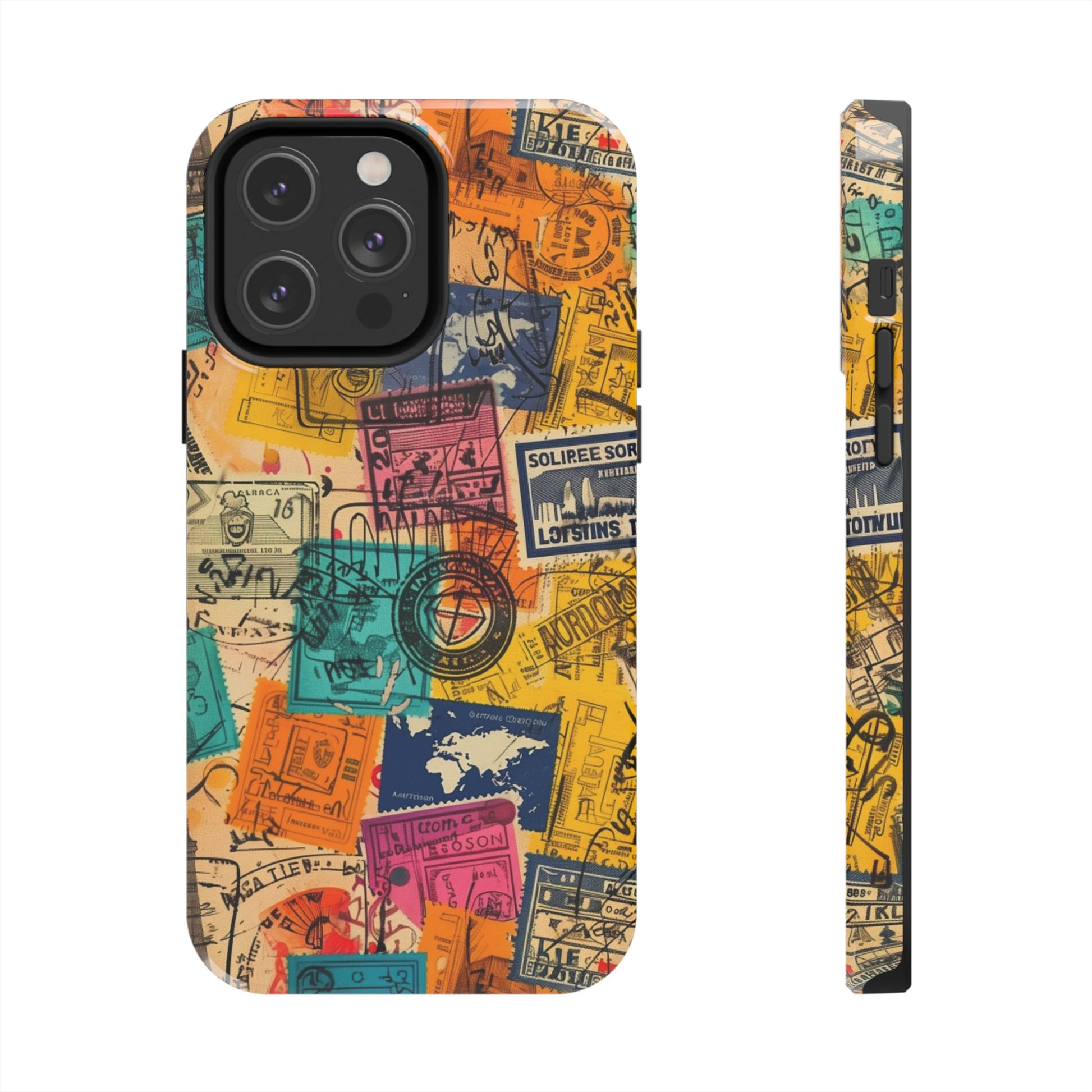 Travel Stamps Tough Case - Durable iPhone case Vintage Travel Stamps Design - Adventure Inspired Case - Protective Global Destination Prints