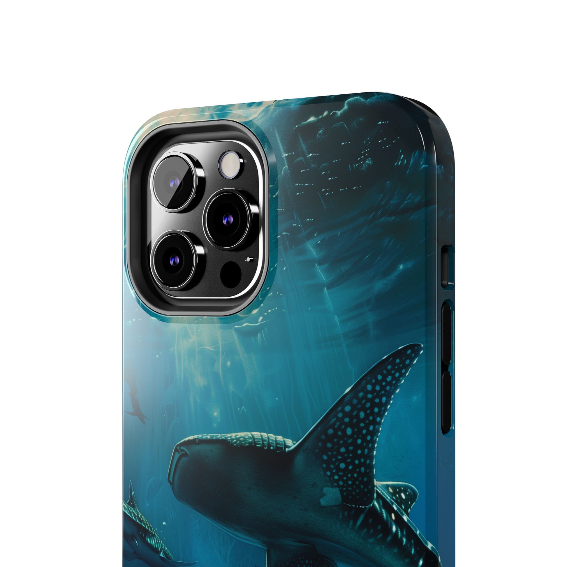 Tranquil Trio: Three Whale Sharks Tough Phone Case