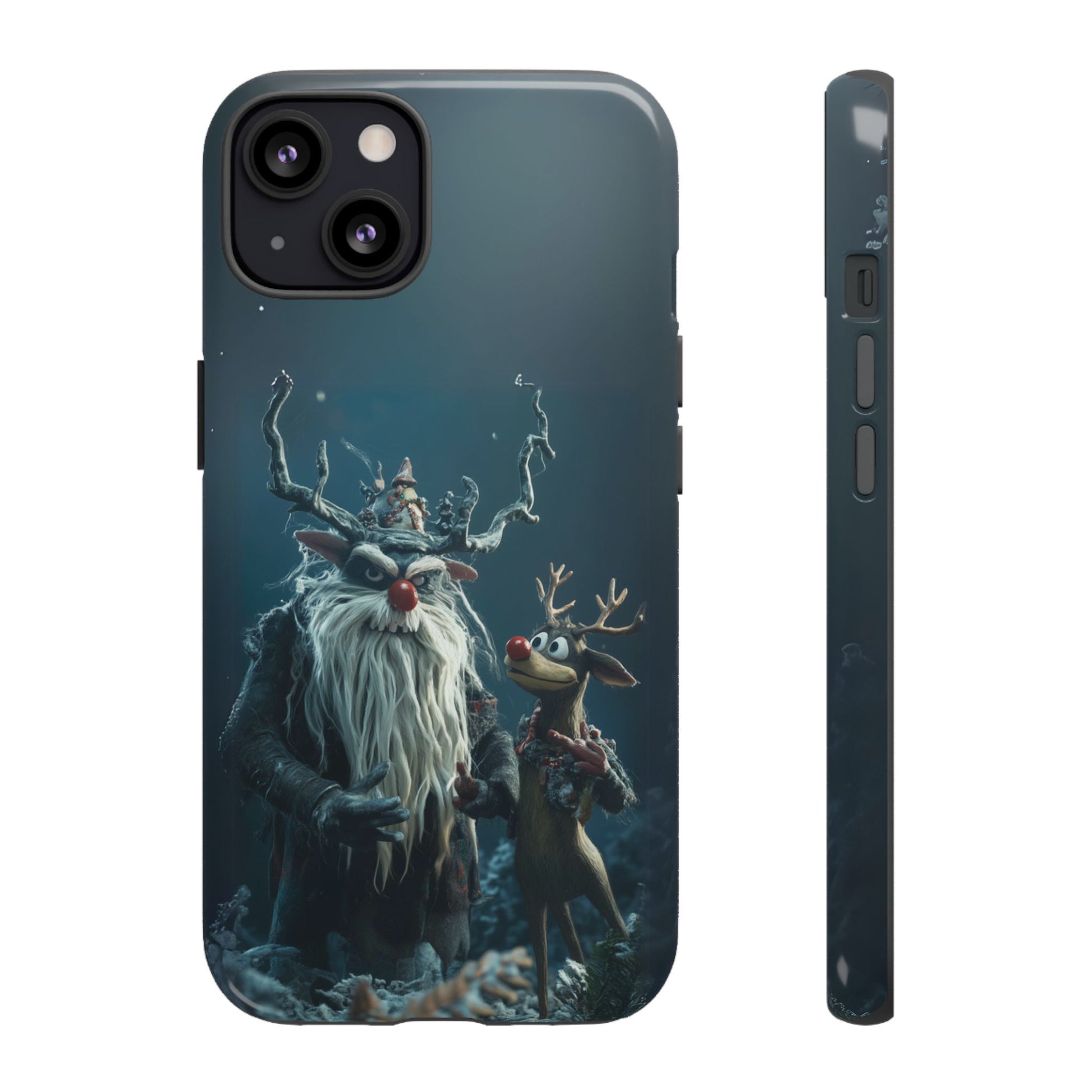 Christmas Rudolph Red Nose Reindeer Krampus Rankin Bass 3D Phone Case Festive Snowflakes iPhone 13 14 15 16 Pro Max Galaxy Pixel
