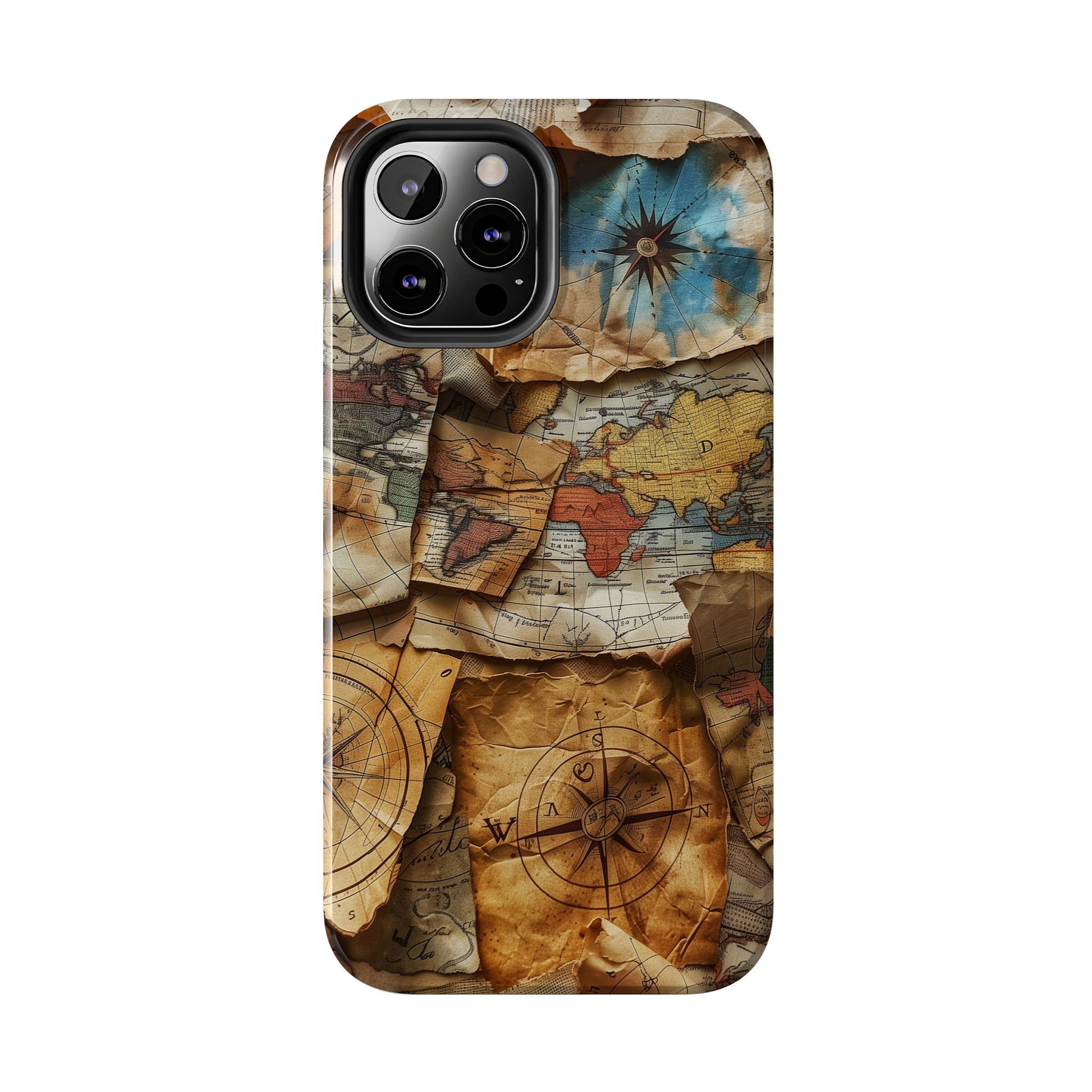 Double Layer Map Phone Case - Protective Phone Case Vintage Map Design - Durable Dual Layer Case with Map Print - Travel Inspired Phone Case
