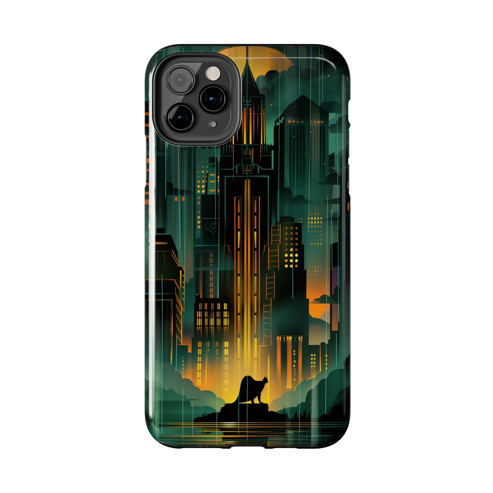 Nighttime Batman Phone Case - Gotham Art Deco Style - Noir Inspired Phone Cover - Dark Knight Accessory