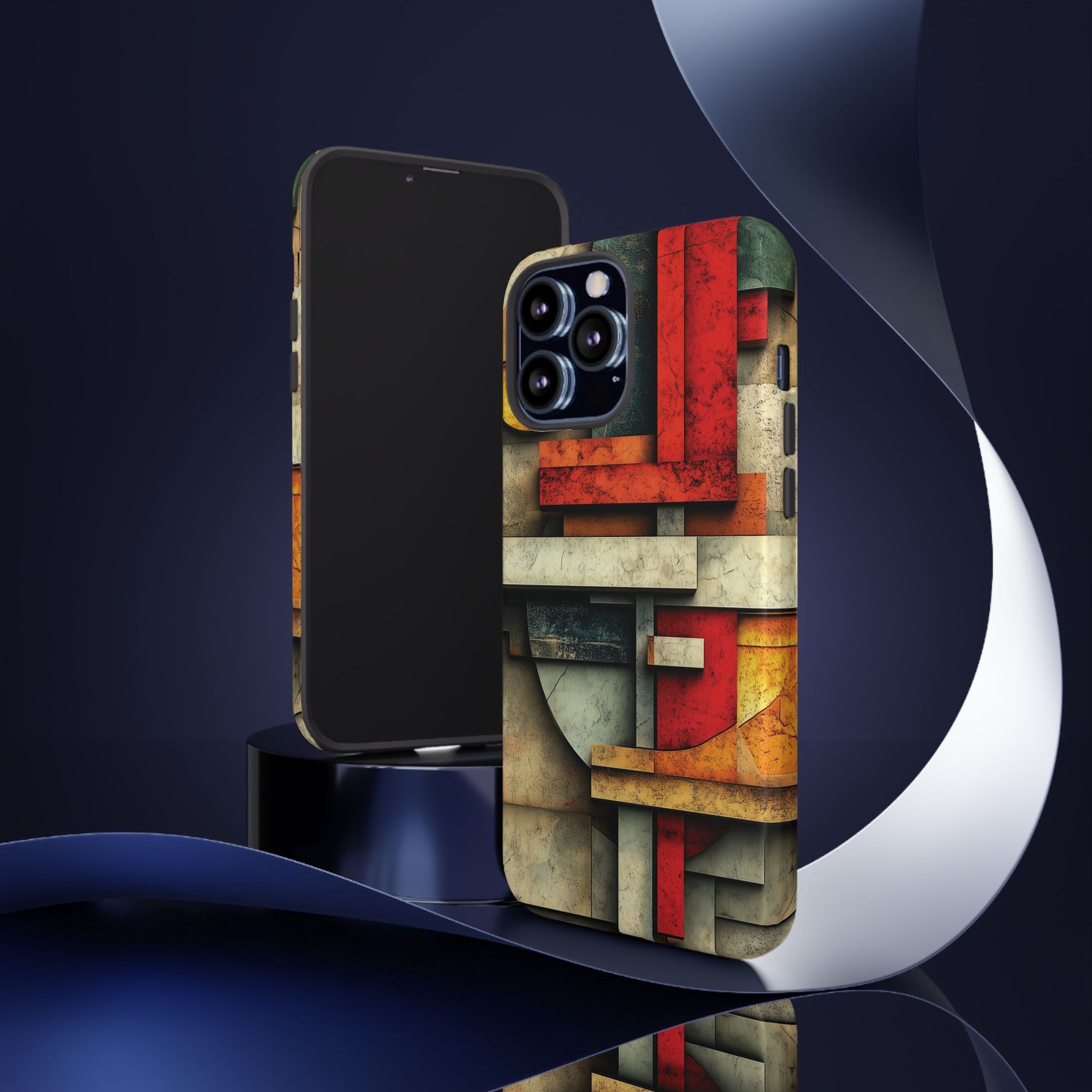 Red Prairie Style Frank Lloyd Wright Usonian Phone Case Geometric Stained Glass Art Deco Marble Gold 13 14 15 16 iPhone Pro Max Galaxy Pixel