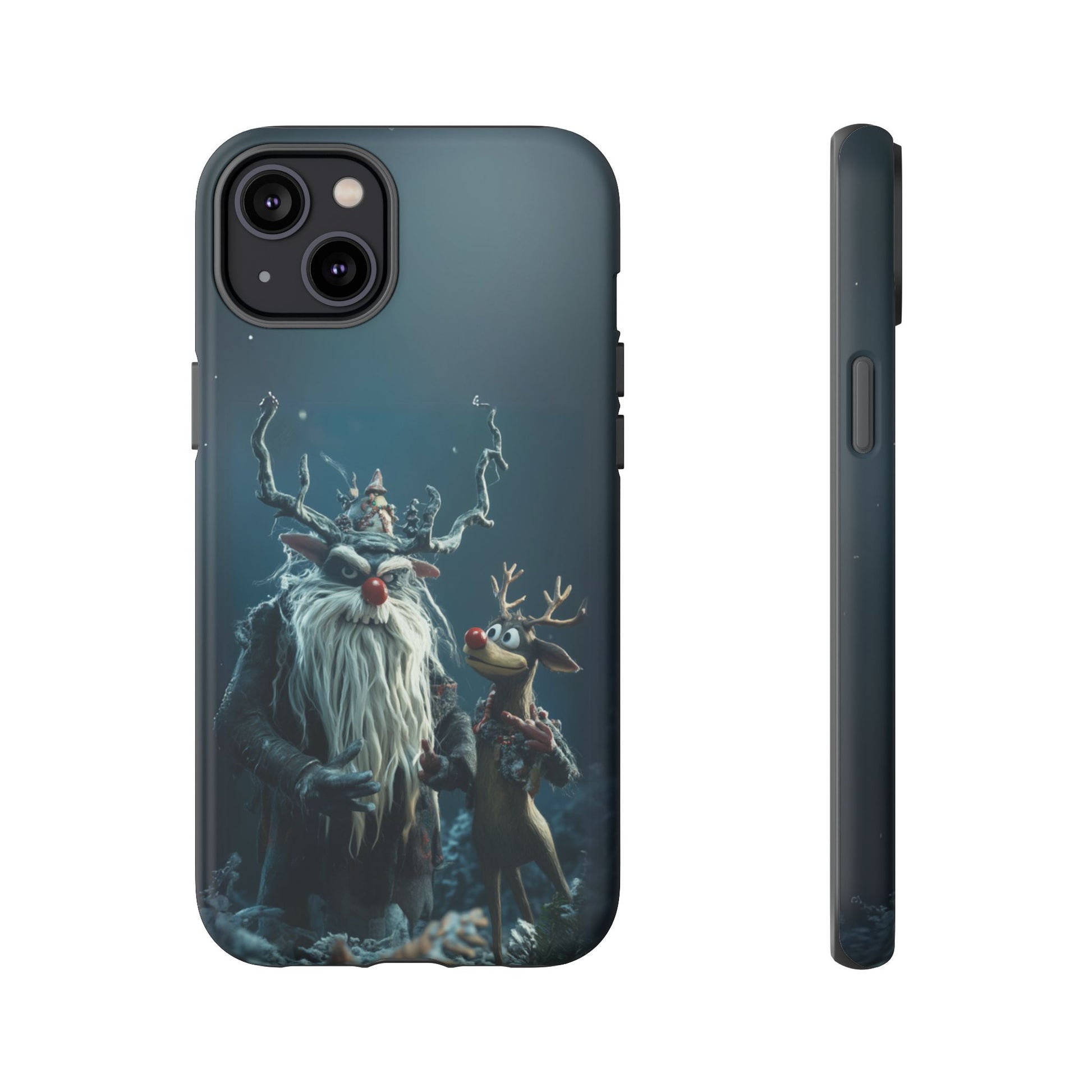 Christmas Rudolph Red Nose Reindeer Krampus Rankin Bass 3D Phone Case Festive Snowflakes iPhone 13 14 15 16 Pro Max Galaxy Pixel