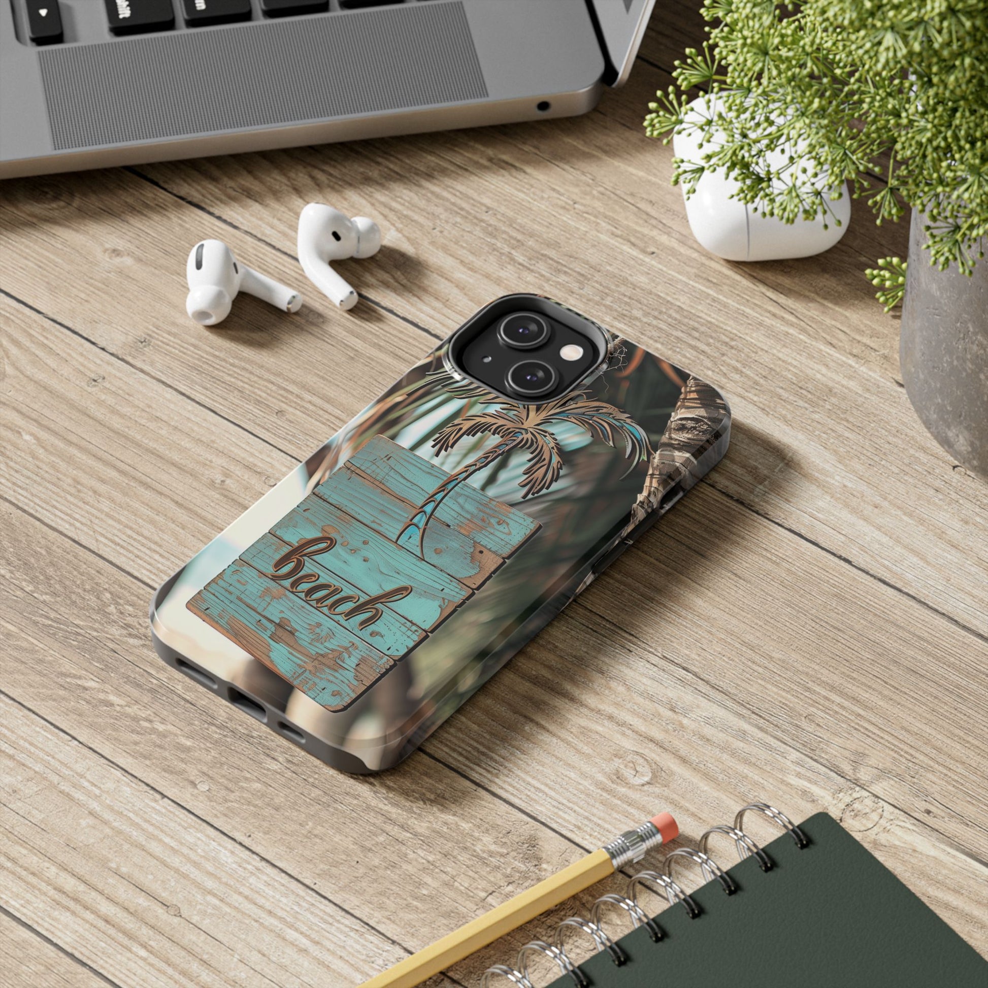 Durable Phone Case with Palm Tree Charm