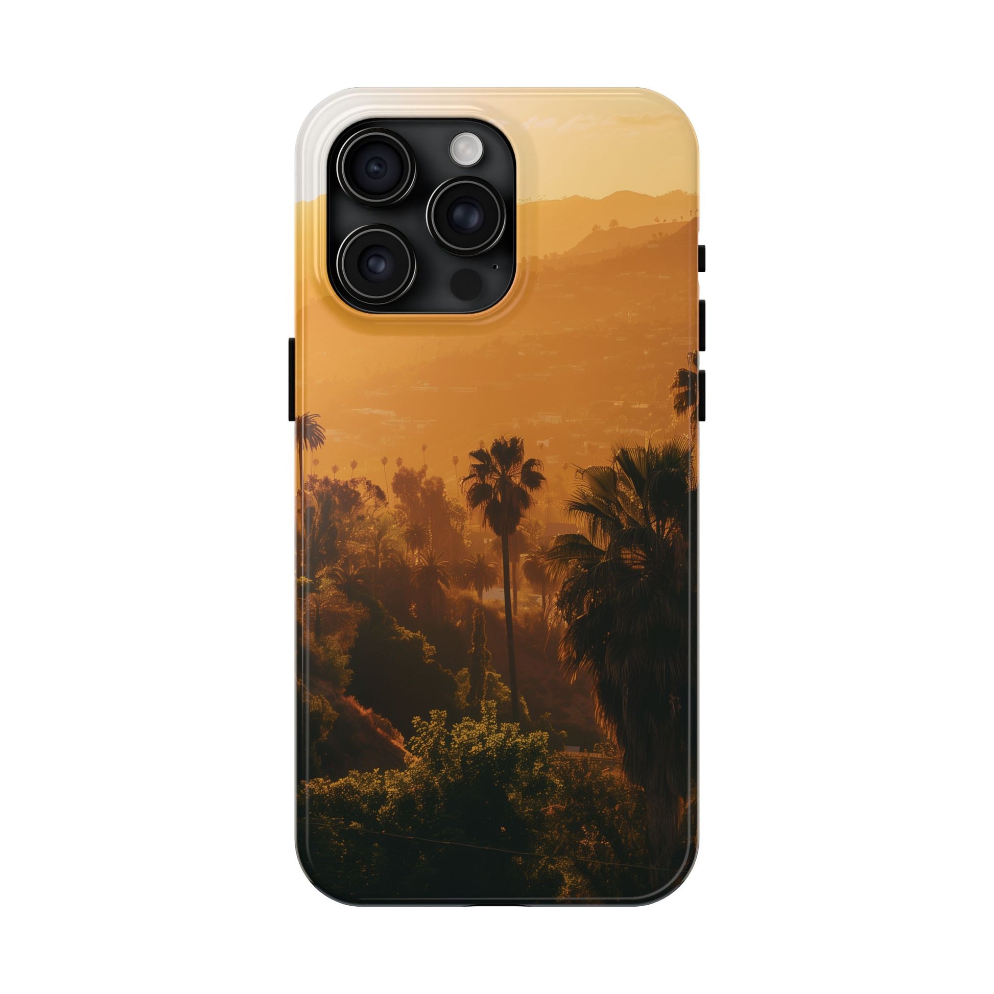 Los Angeles Sunset iPhone Case, Golden Hour Scenic View, Hollywood Hills Sunset Phone Case, Palm Trees Phone Case, iphone 15 pro max case