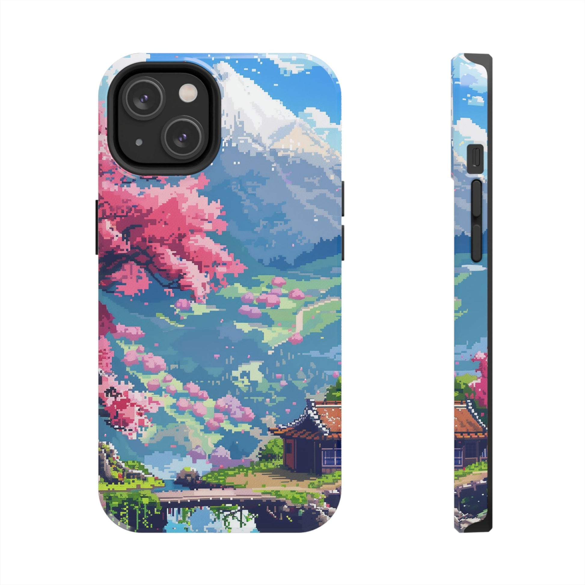 Pixel Art Video Game Landscapes Phone Case, Retro Gaming Pixelated Design, Geeky Gamer Phone Cover, Unique Video Game Art Accessories