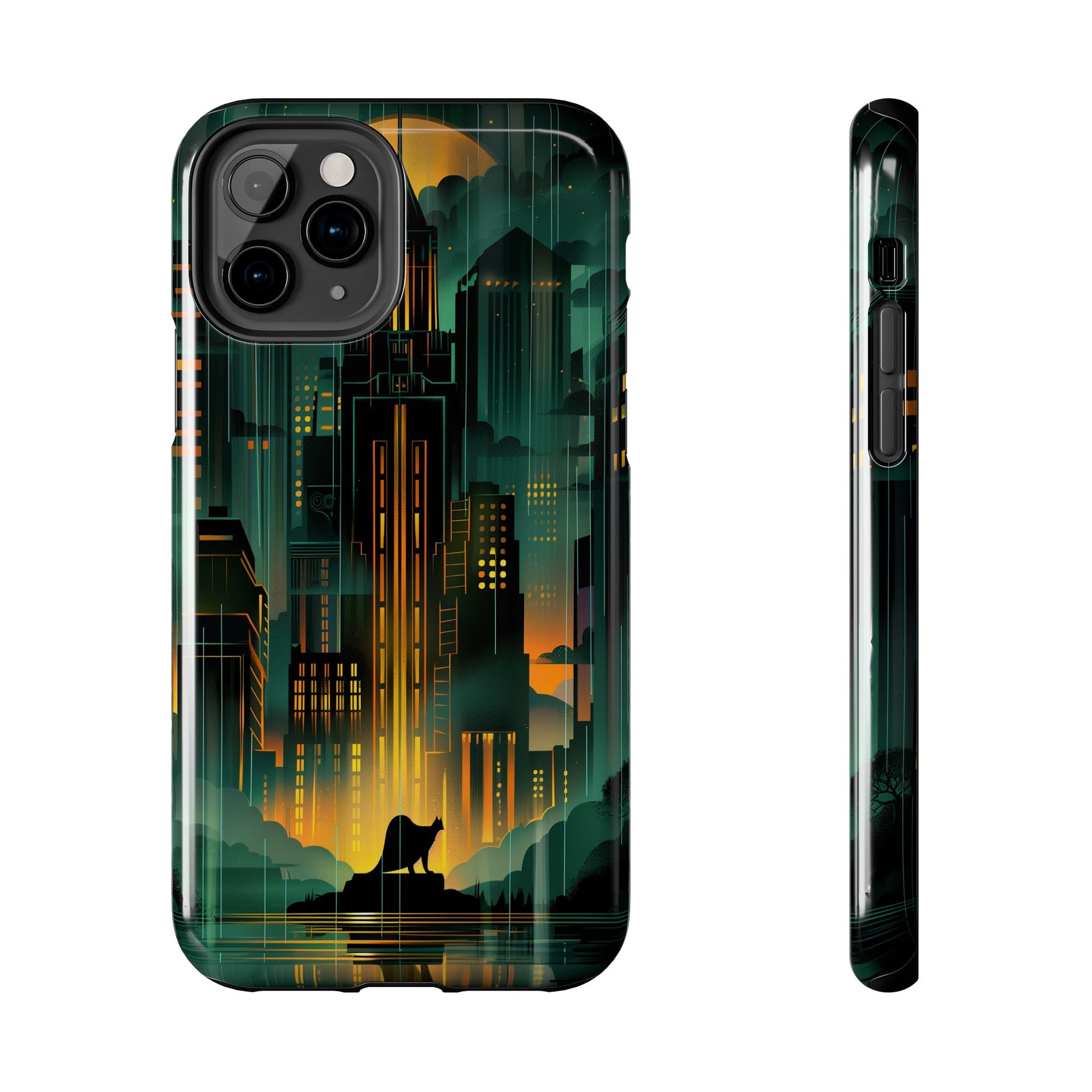 Nighttime Batman Phone Case - Gotham Art Deco Style - Noir Inspired Phone Cover - Dark Knight Accessory
