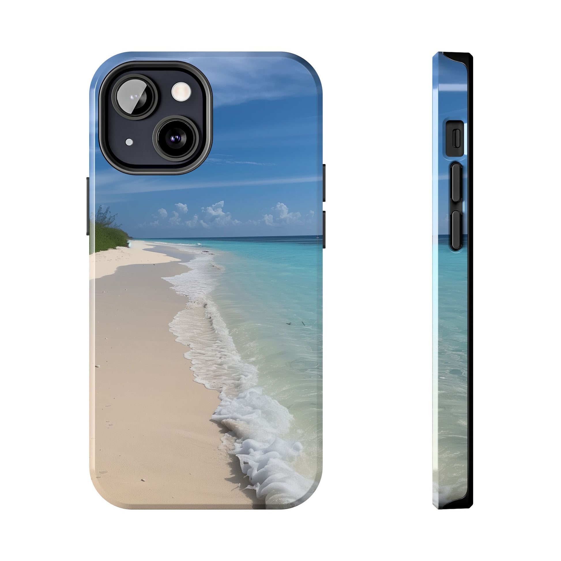 Ocean Beach Scene Phone Case White Sand Turquoise Water iPhone 13 14 15 16 Pro Max Plus Samsung Galaxy S23 Sunset Sunshine Oceanfront Cruise
