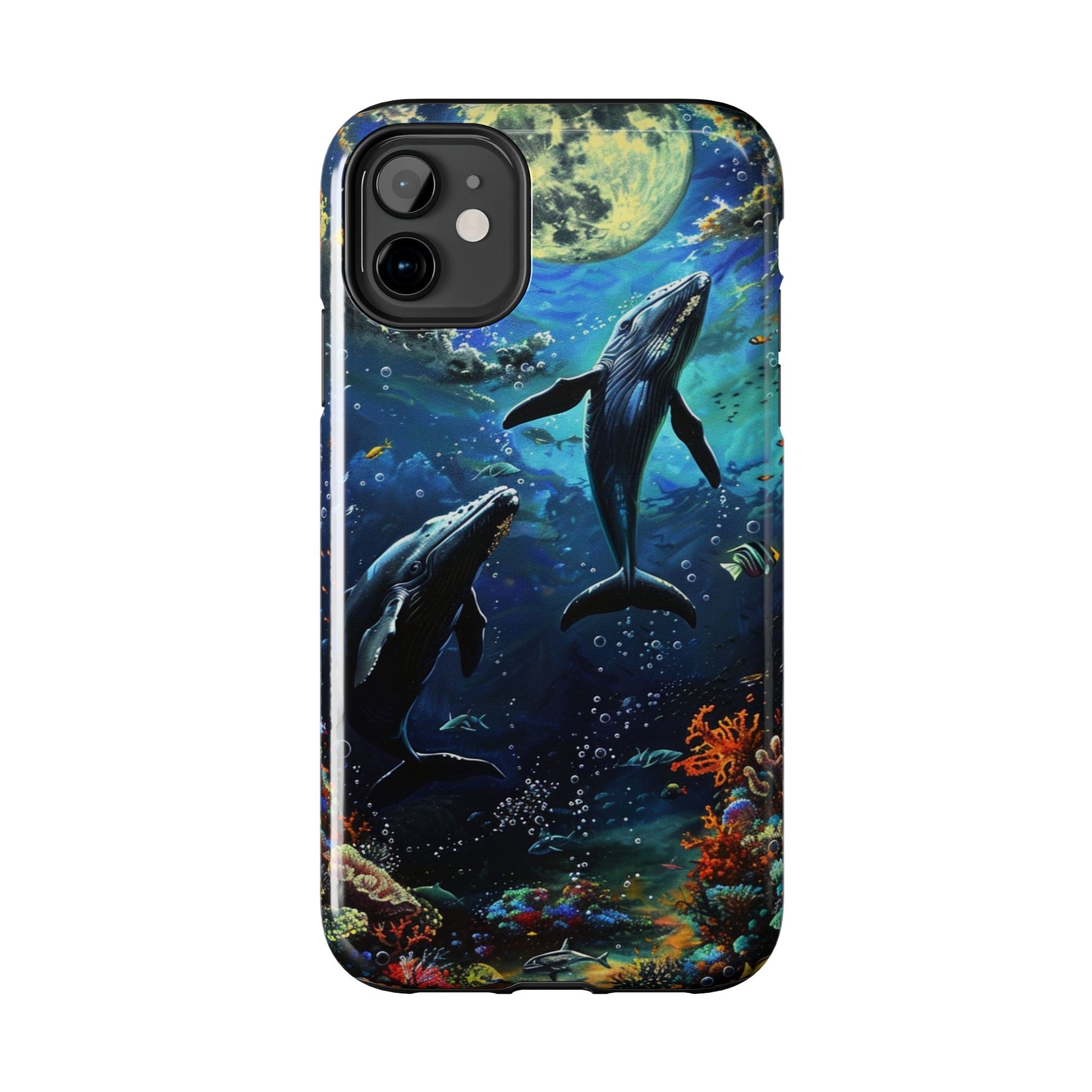Moonlit Whales Underwater Phone Case - Durable and Stunning Protective Cover