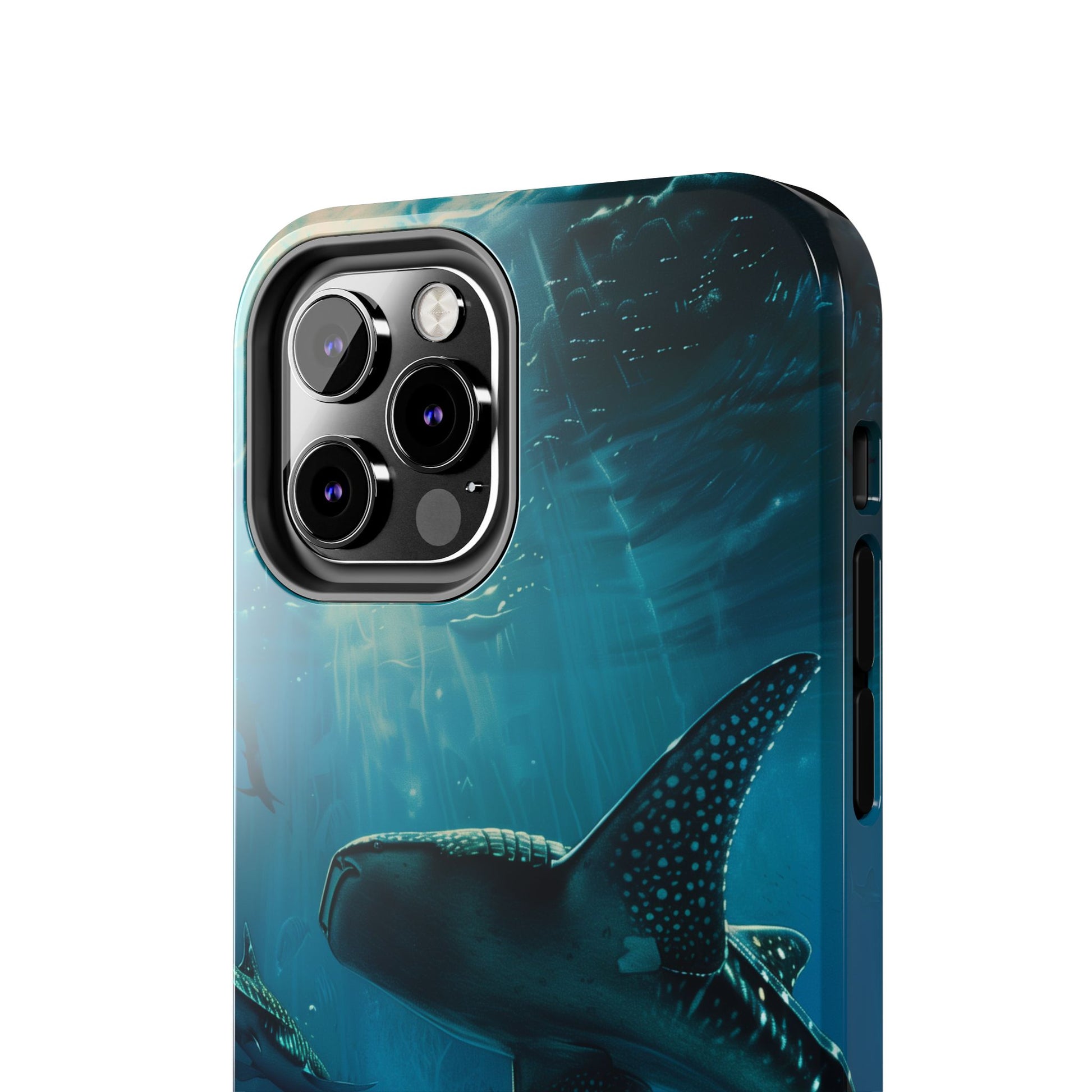 Tranquil Trio: Three Whale Sharks Tough Phone Case